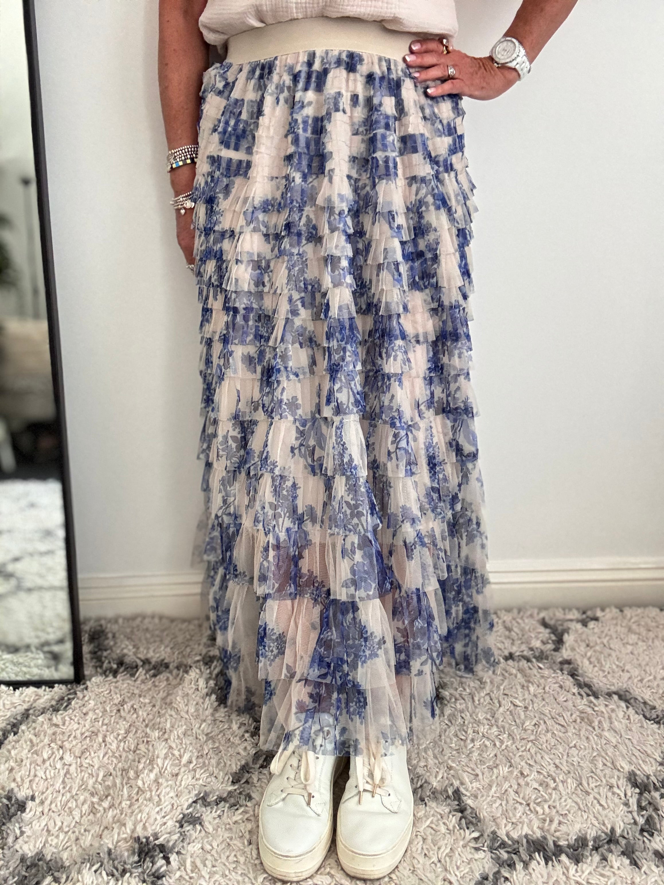 Tulle Skirt in Blue & Stone