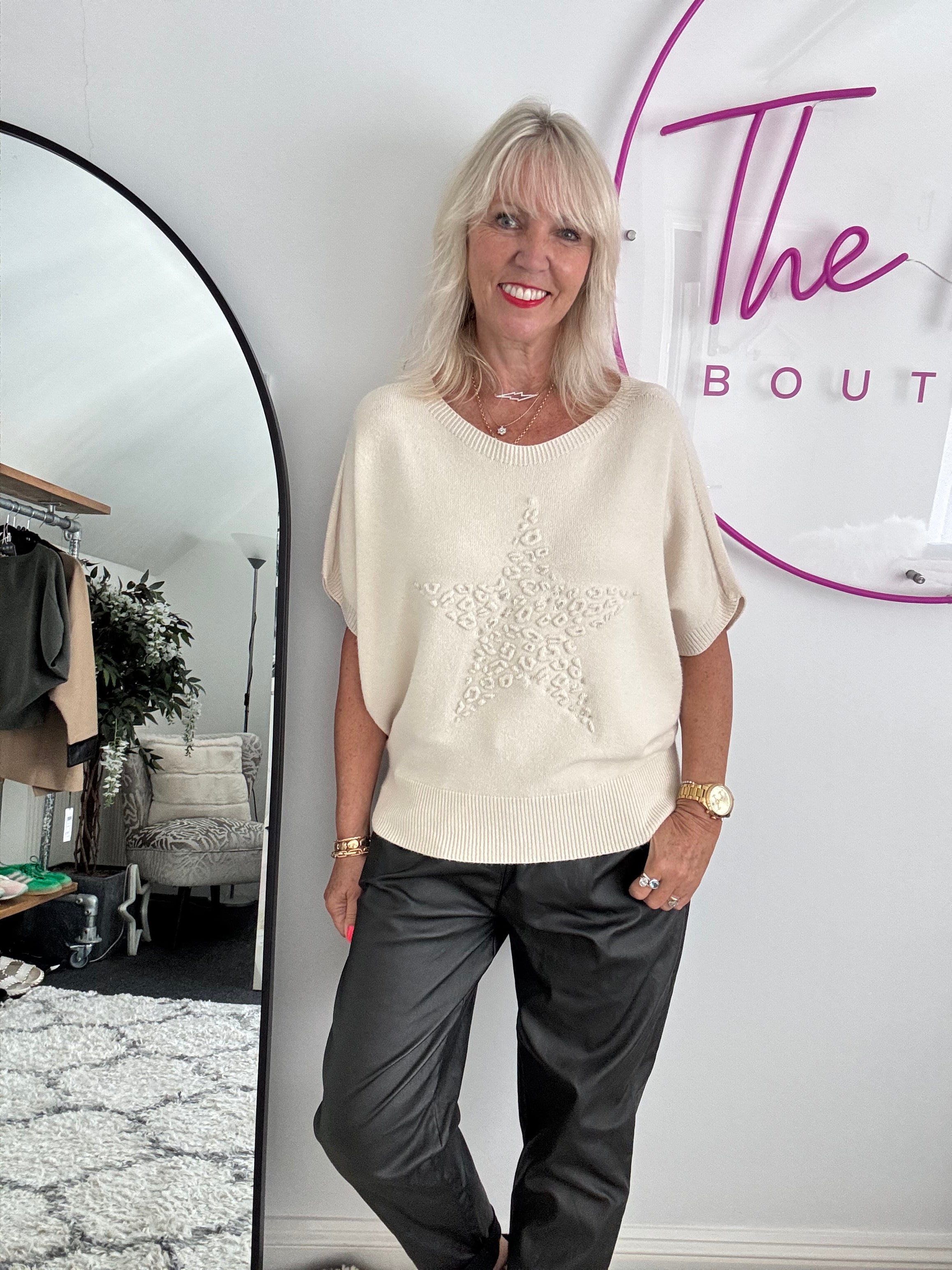 Soft Star Jumper in Light Ecru