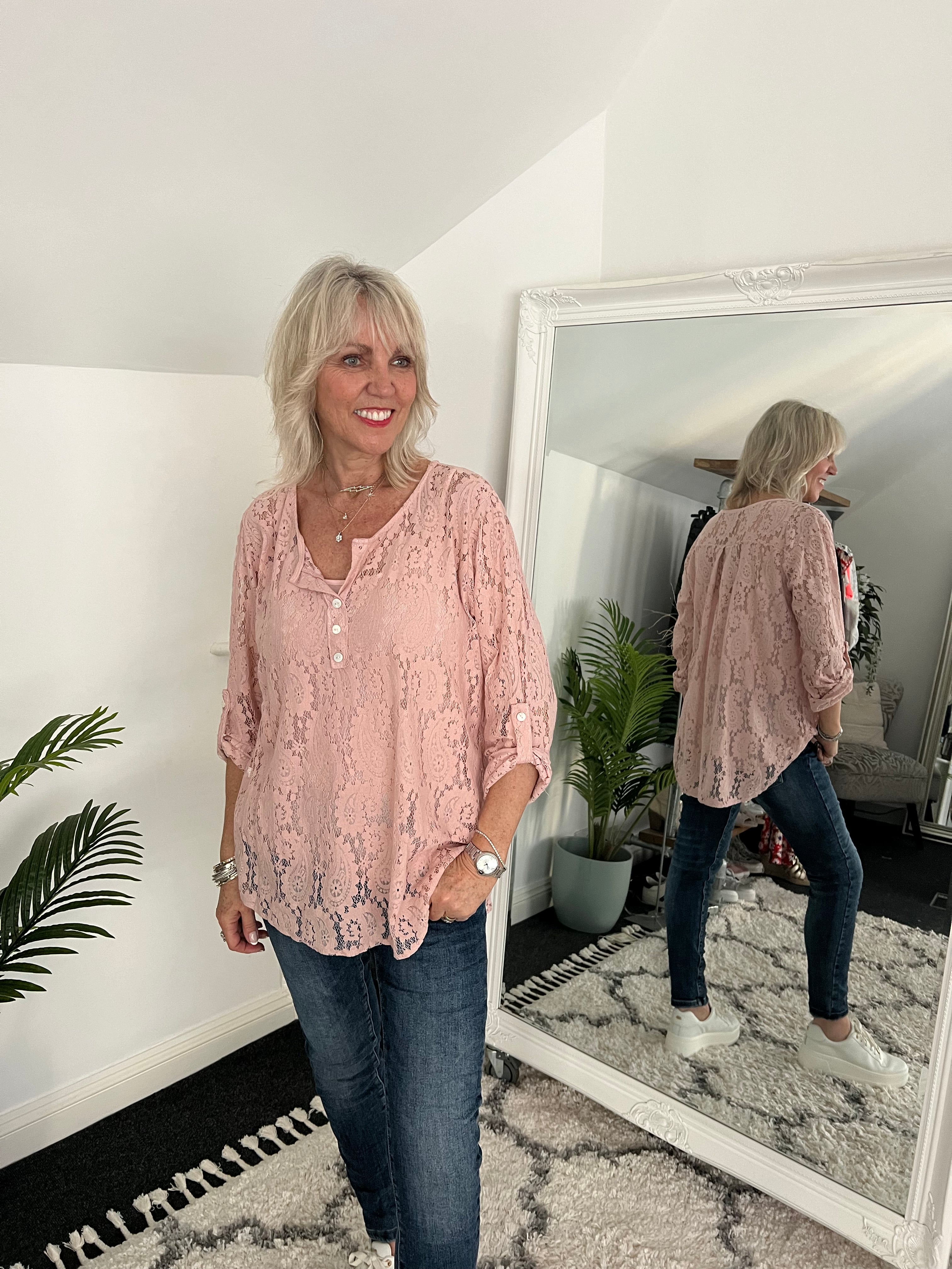 Lace Blouse & Cami in Soft Pink