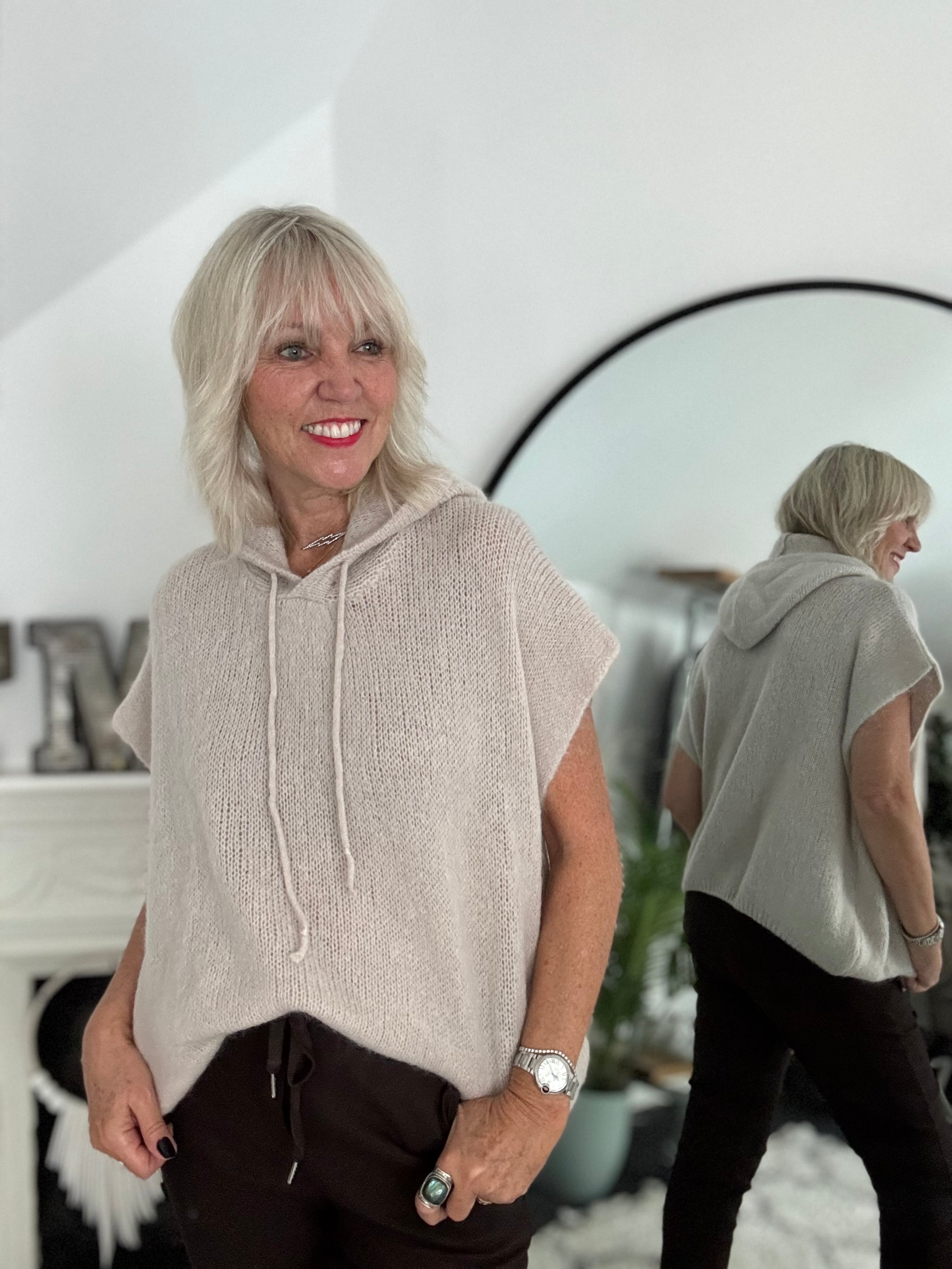 Mohair Hooded Tank in Latte