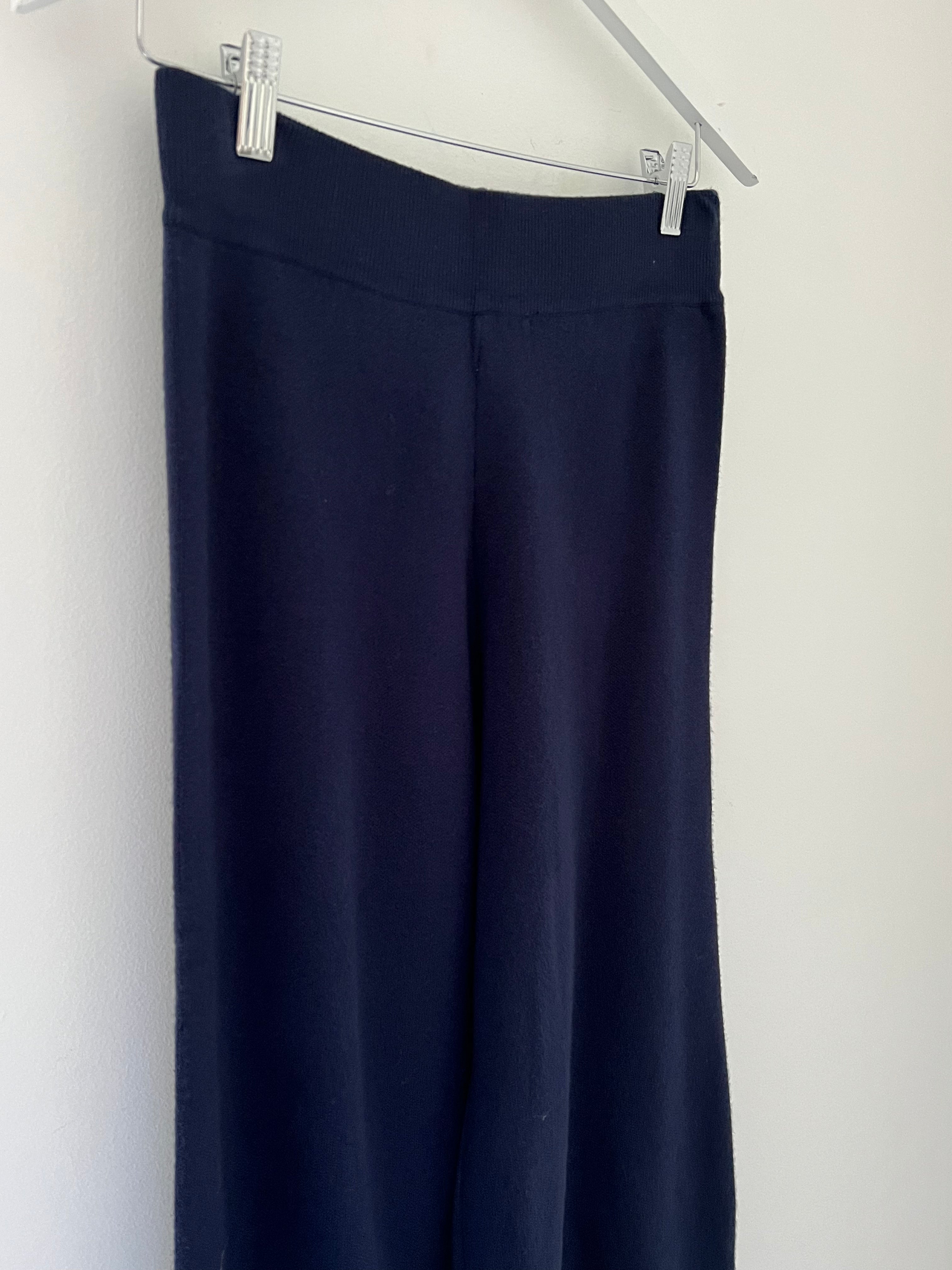 Wide Leg Knitted Trousers in Ink