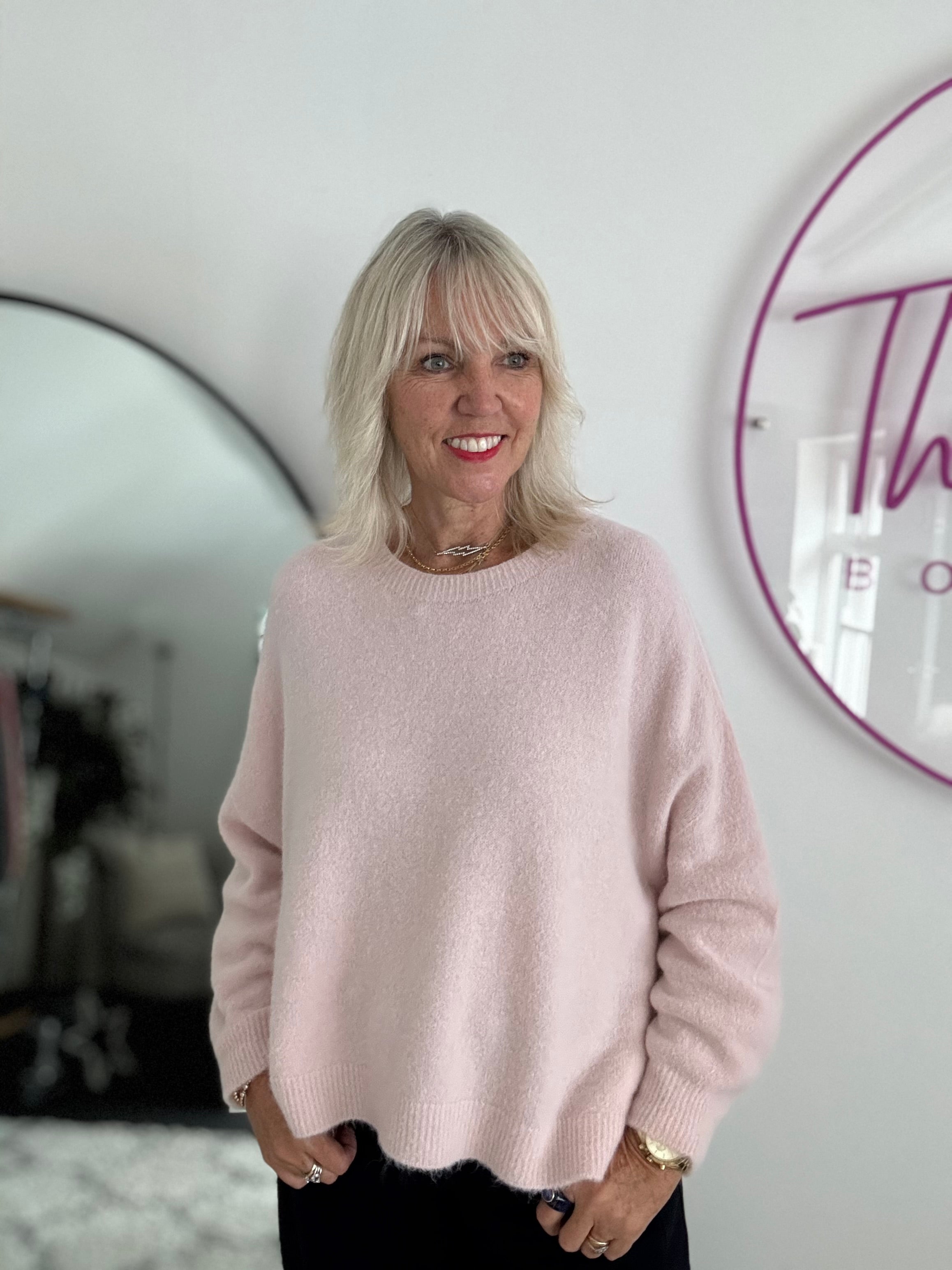 Luxe Slouchy Alpaca Jumper in Soft Pink