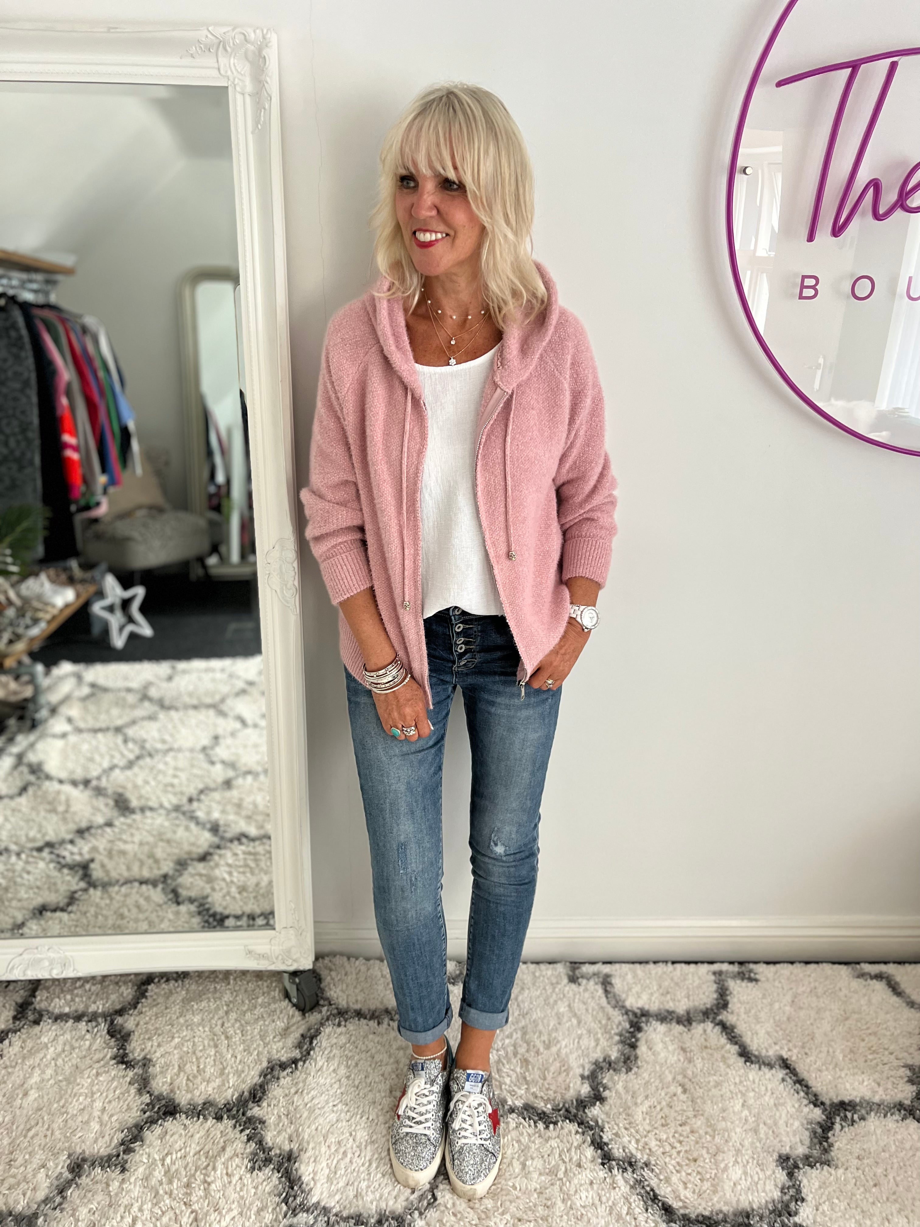 Soft Hooded Knit in Pink