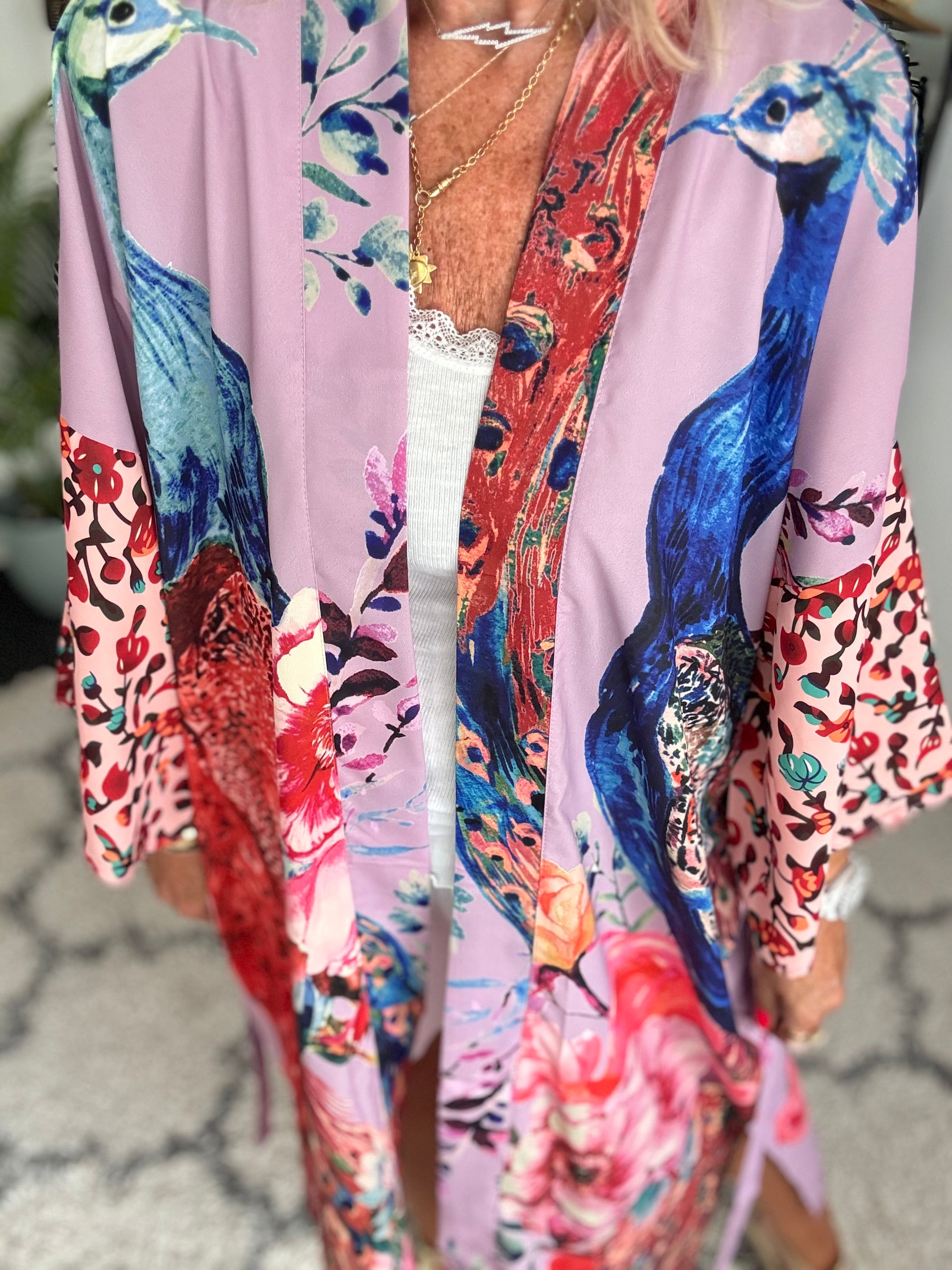 Silky Peacock Kimono