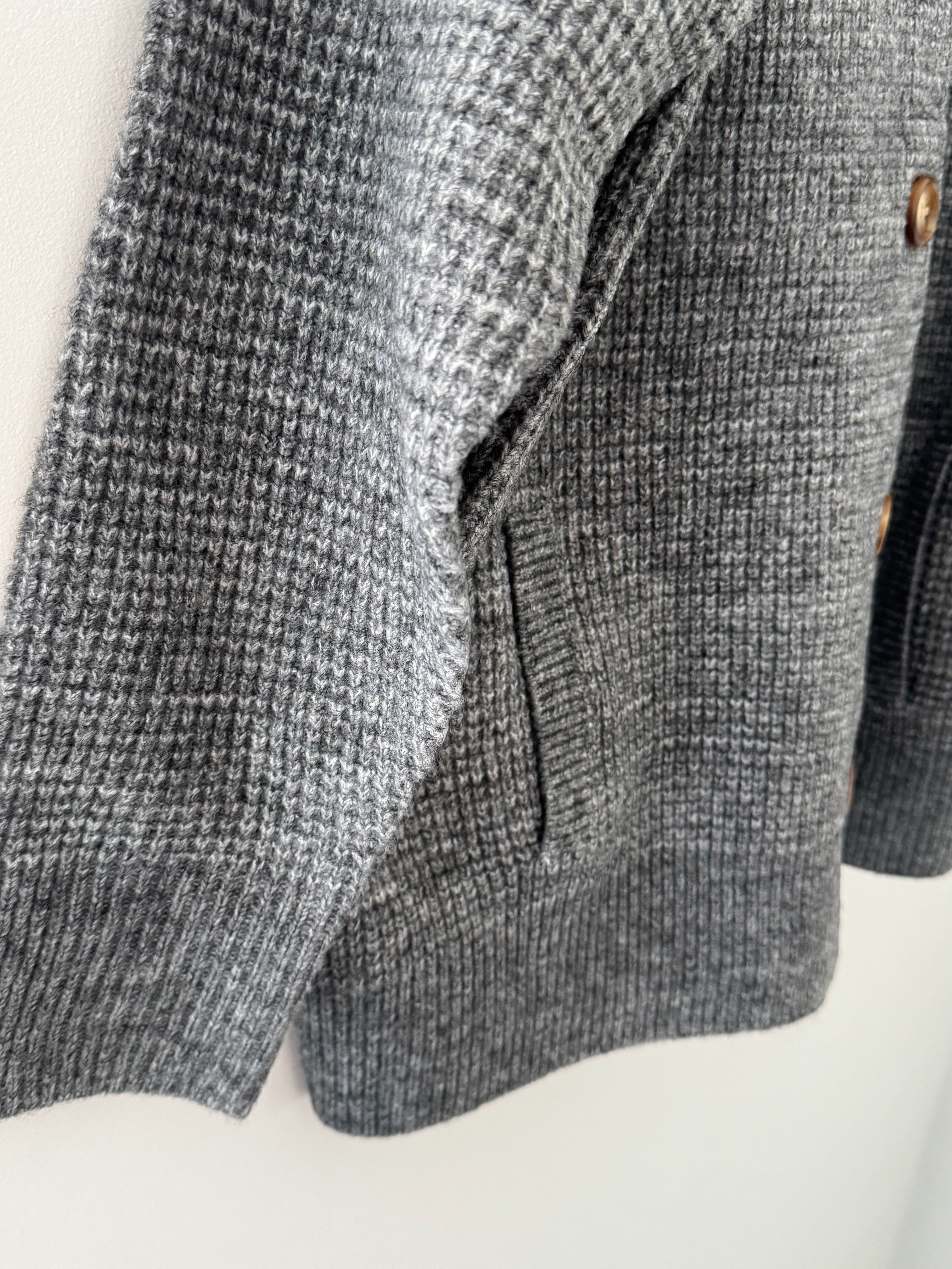 Fisherman Rib Knitted Jacket in Marl Grey