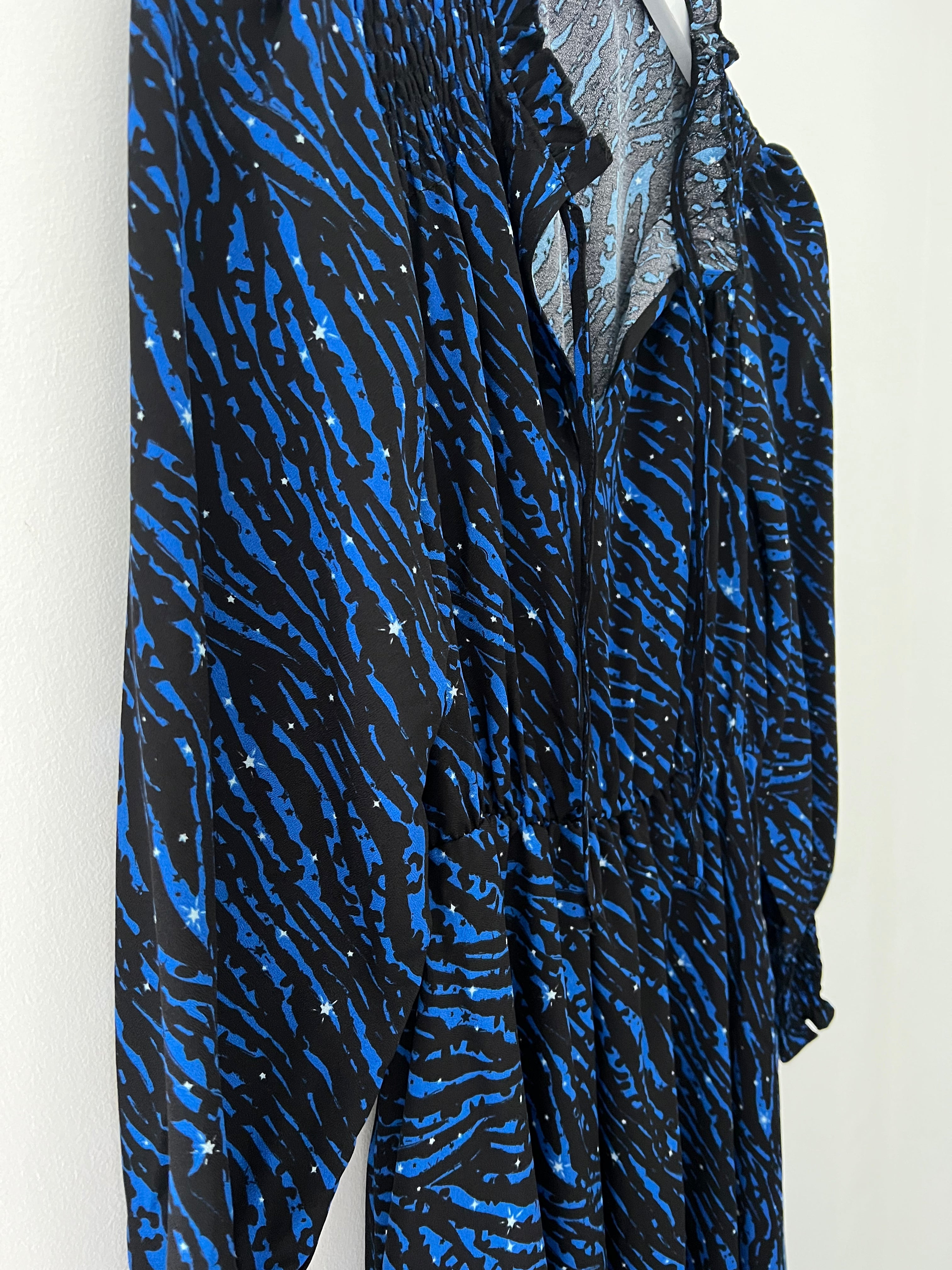 Zebra Star Print Midi Dress in Cobalt Blue