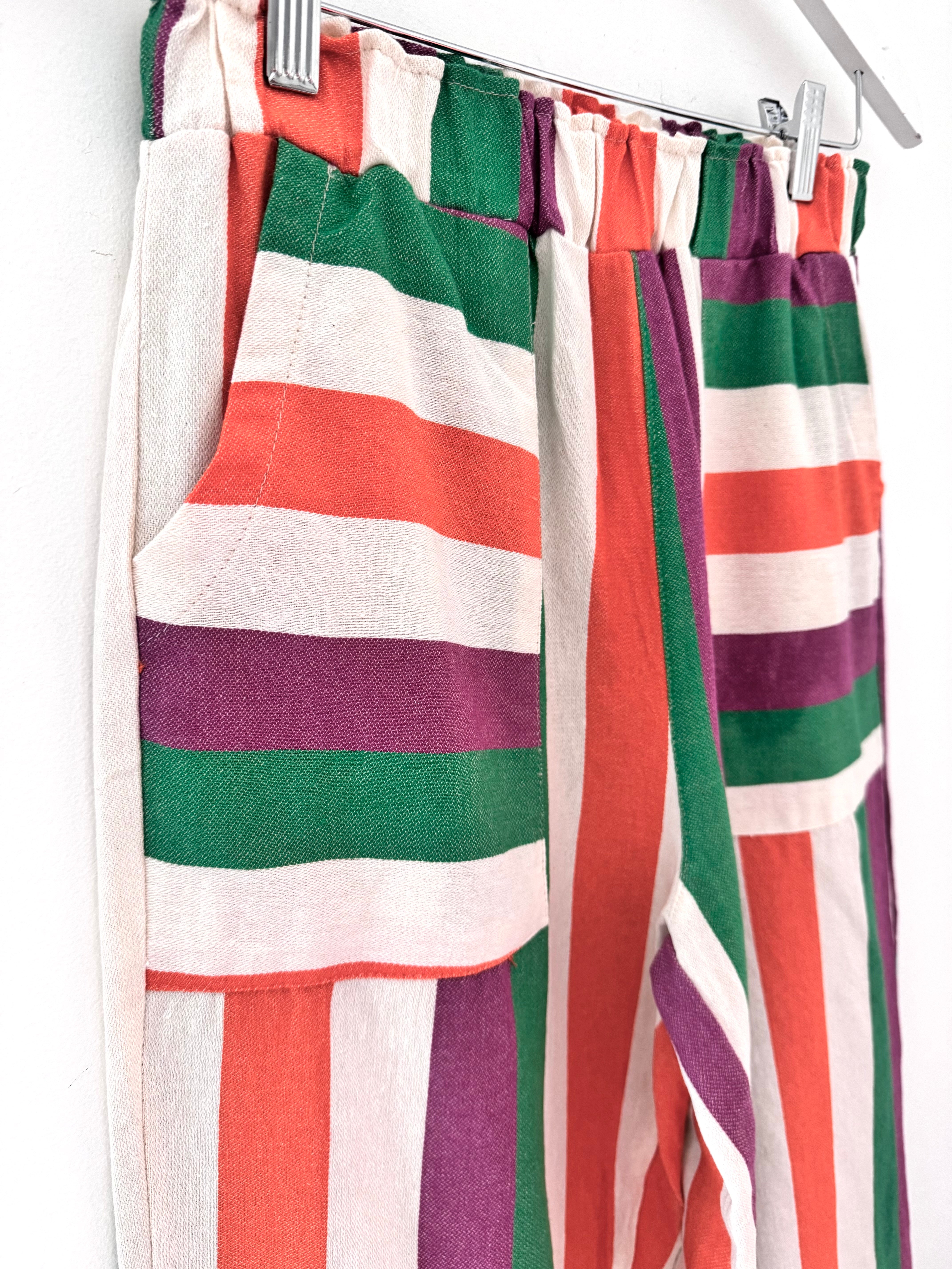 Multi Coloured Stripe Trousers with Deep Pockets
