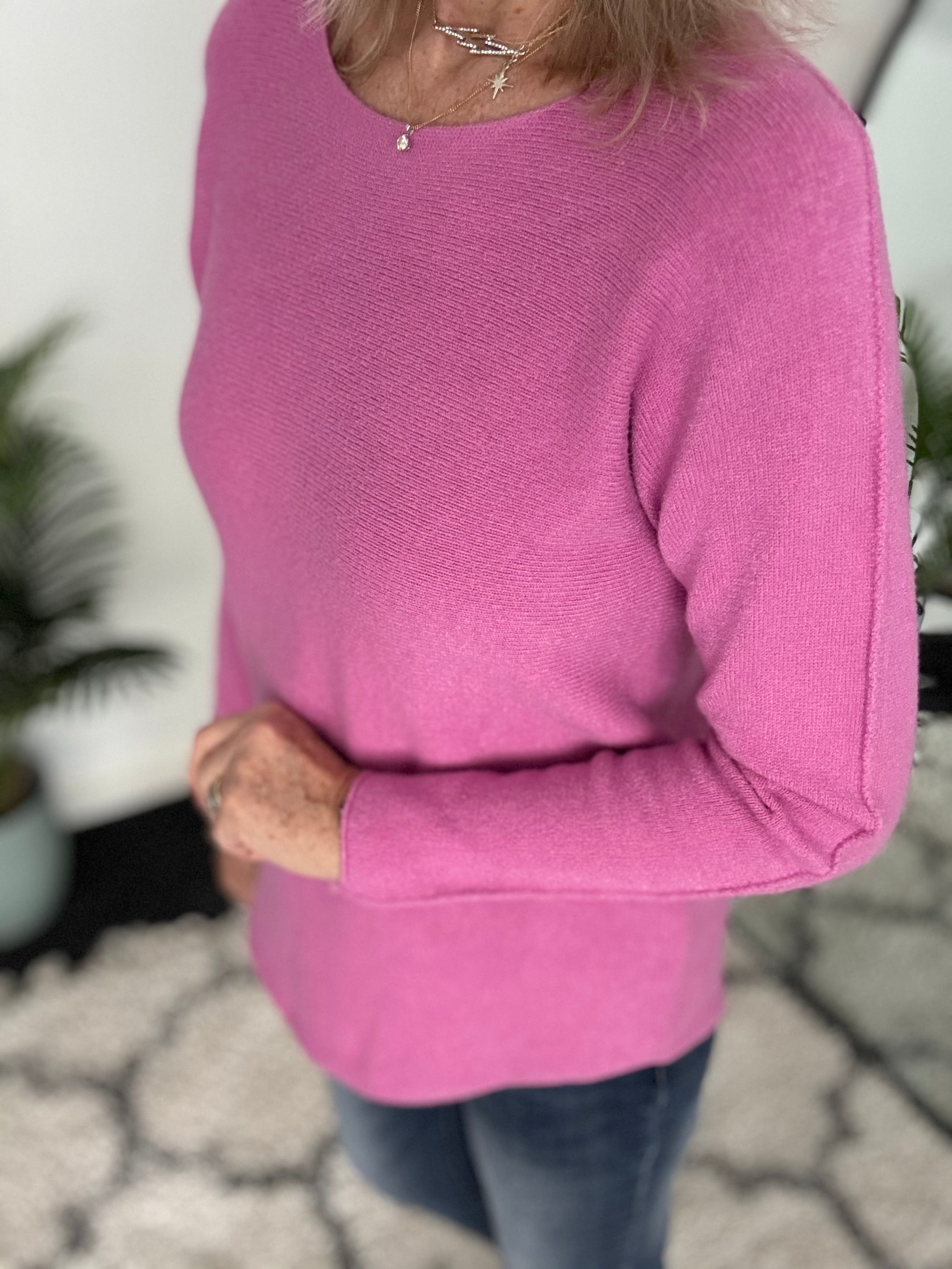 Simple Round Neck Jumper in Lilac Pink