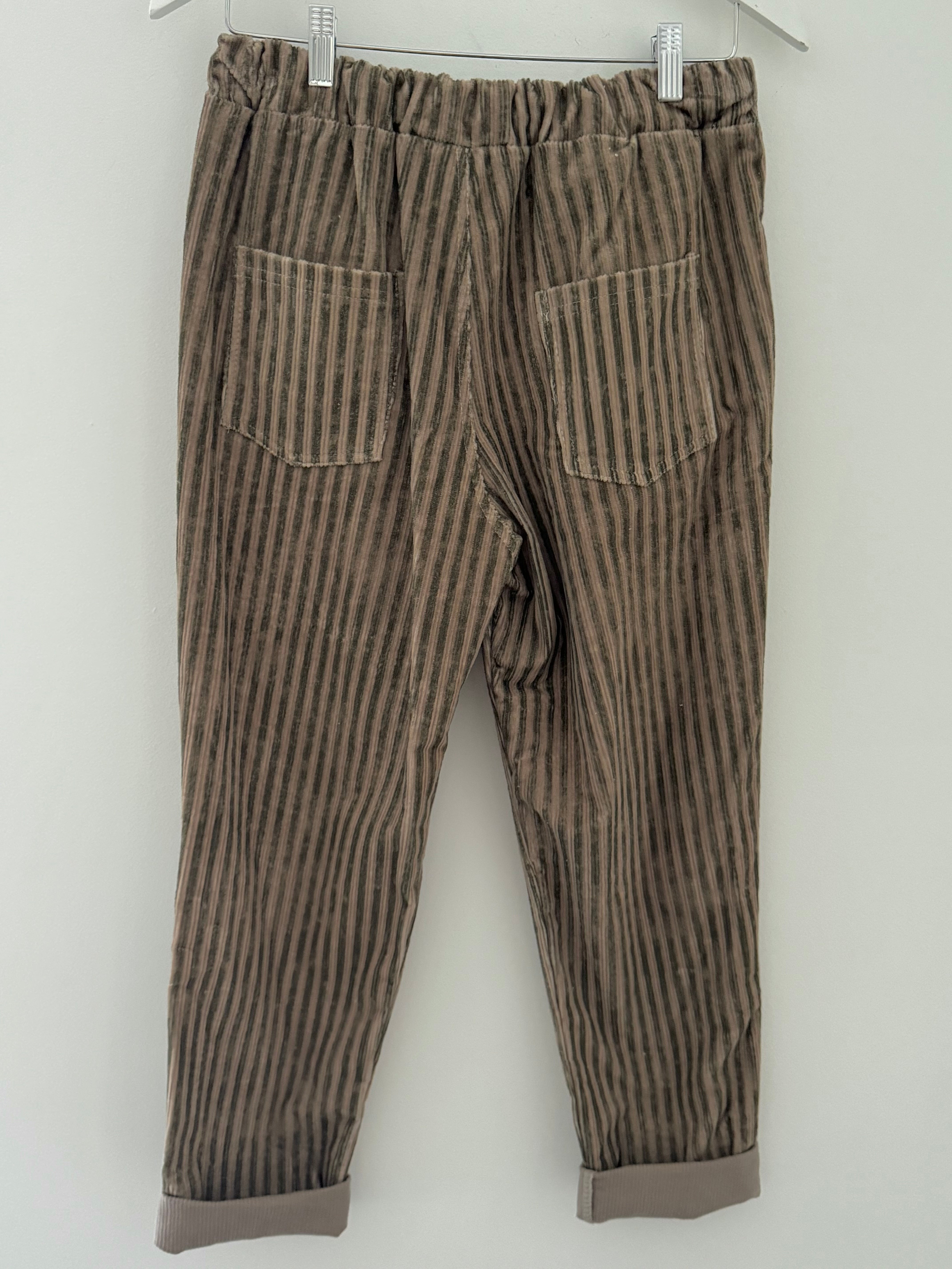 Chenille Cord Joggers in Mocha & Khaki Stripe