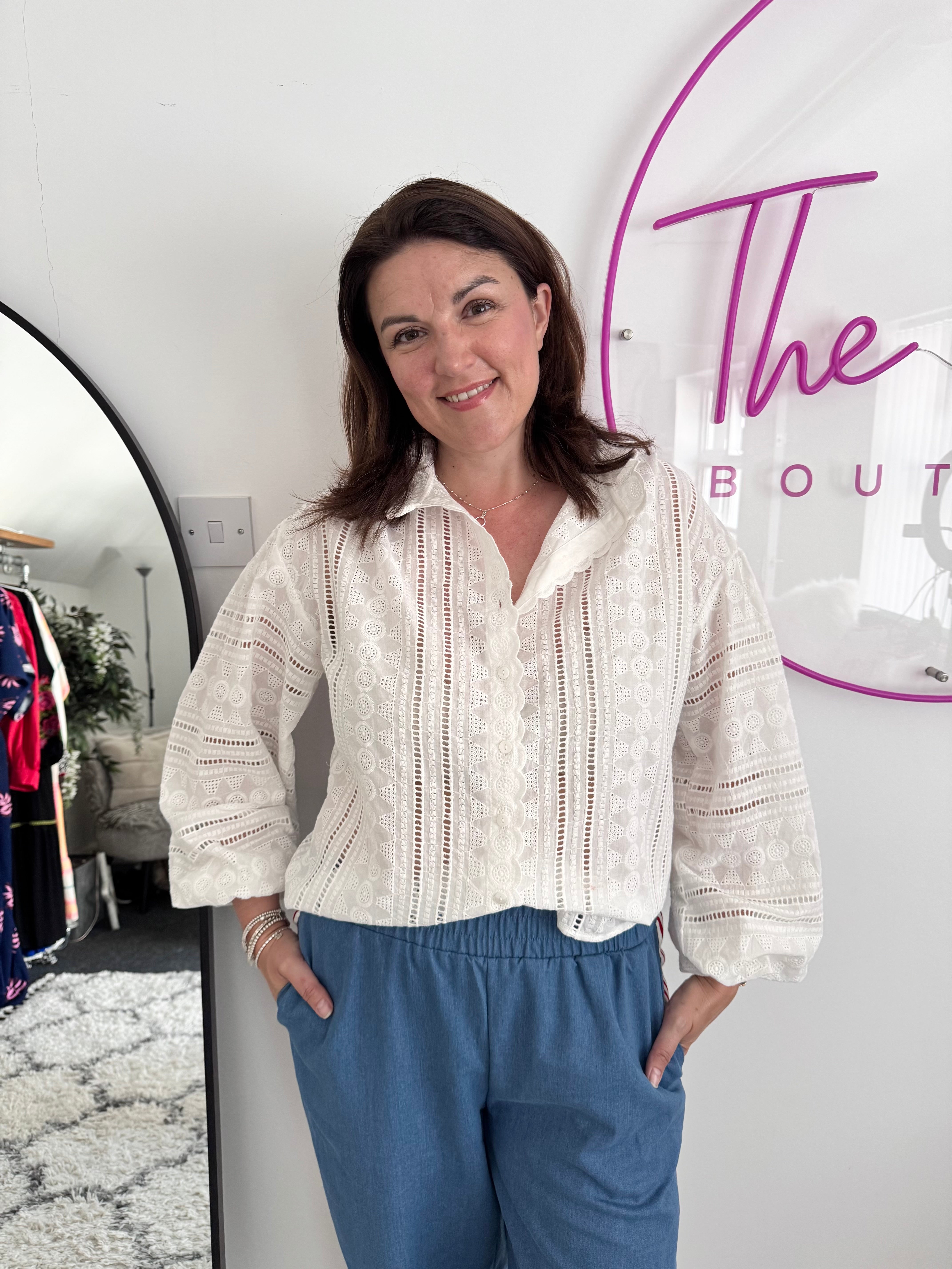 Broderie Anglaise Shirt in White