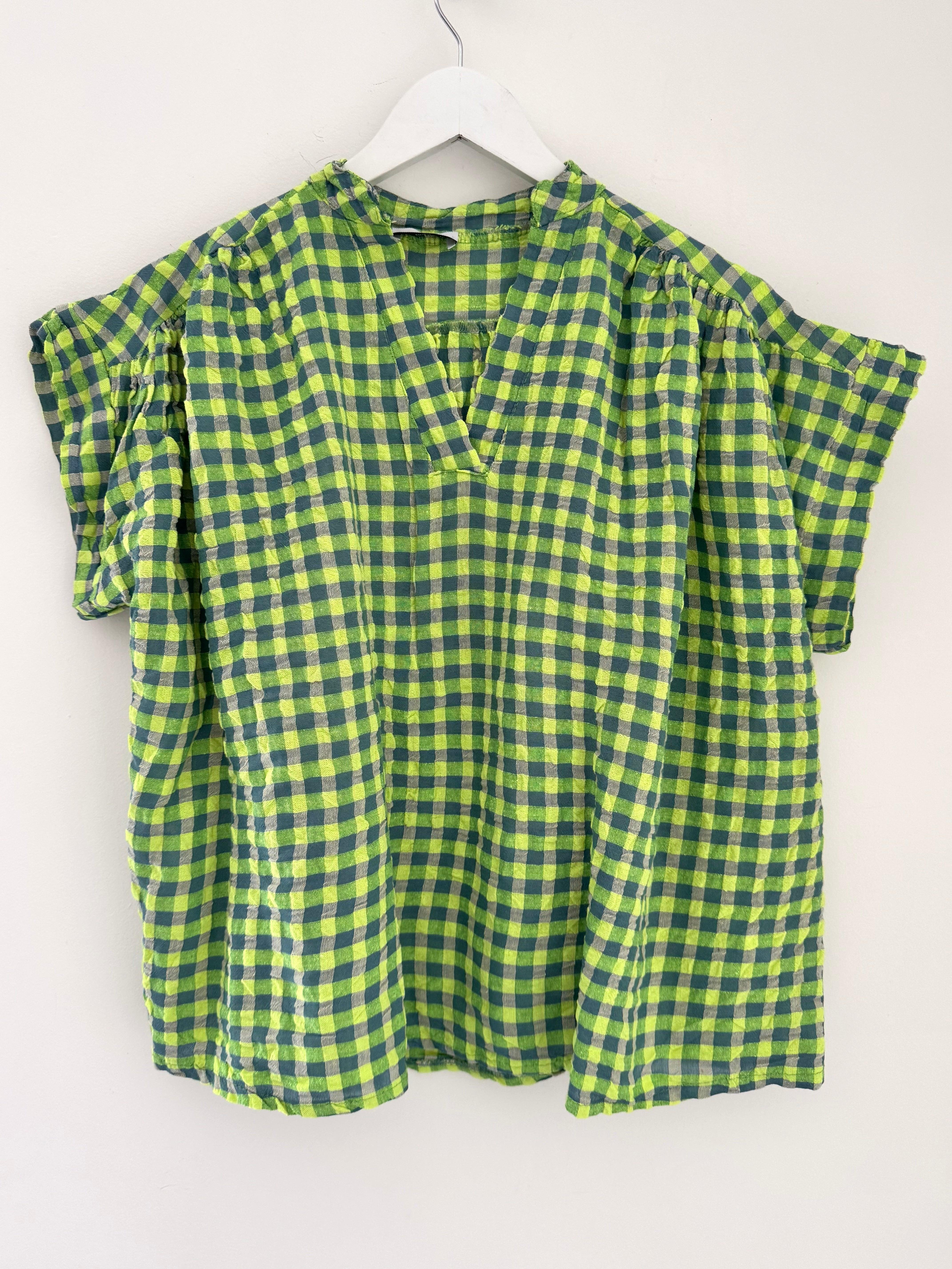 Check Top in Neon Citrus
