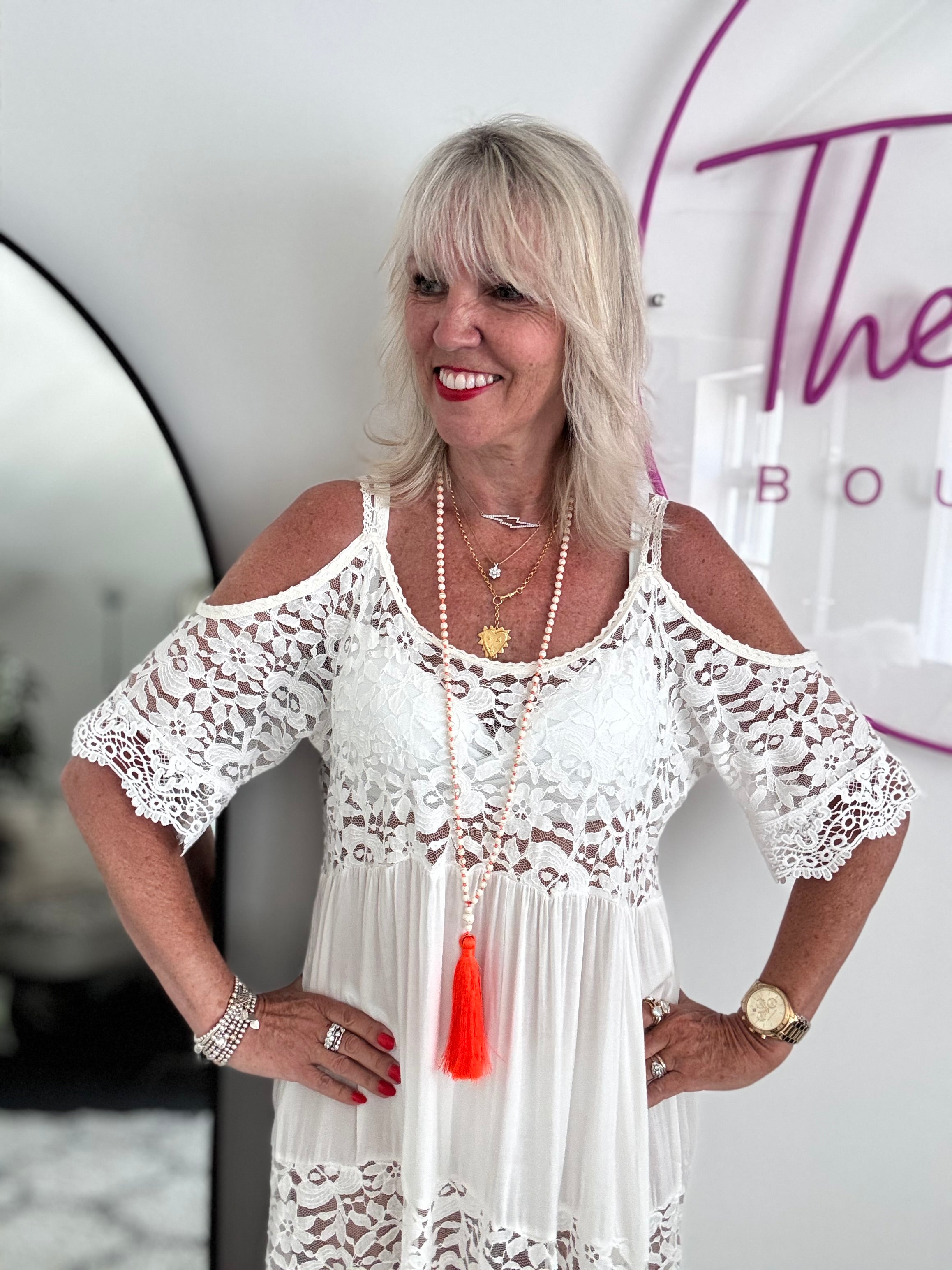 Cotton & Lace Beach Dress in White