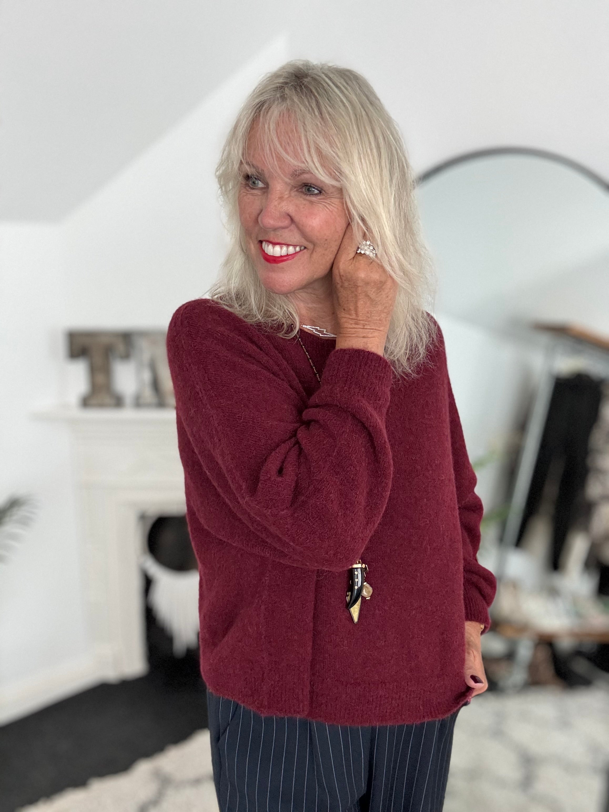Luxe Slouchy Alpaca Jumper in Berry