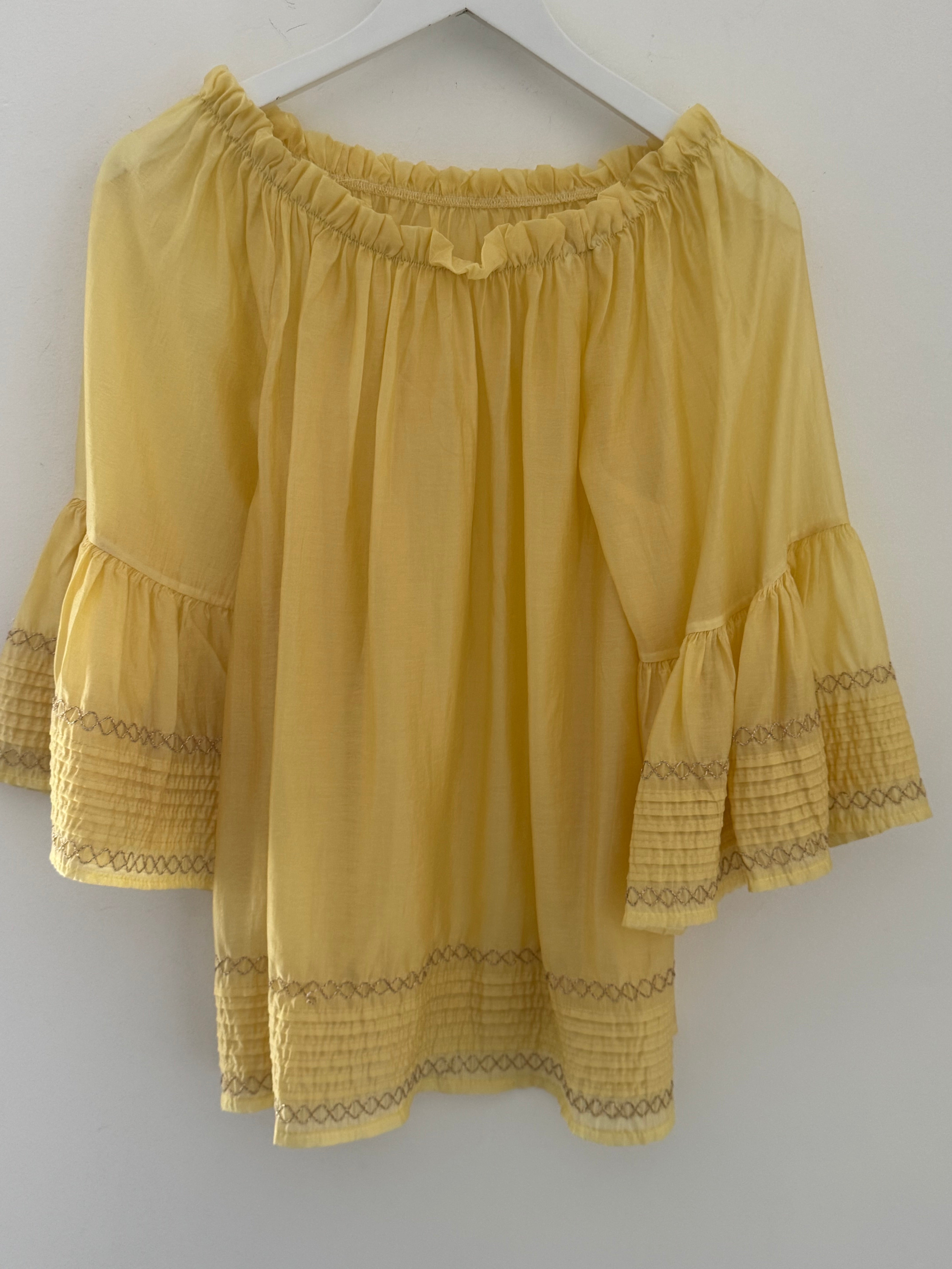 Silky Bardot Top in Lemon