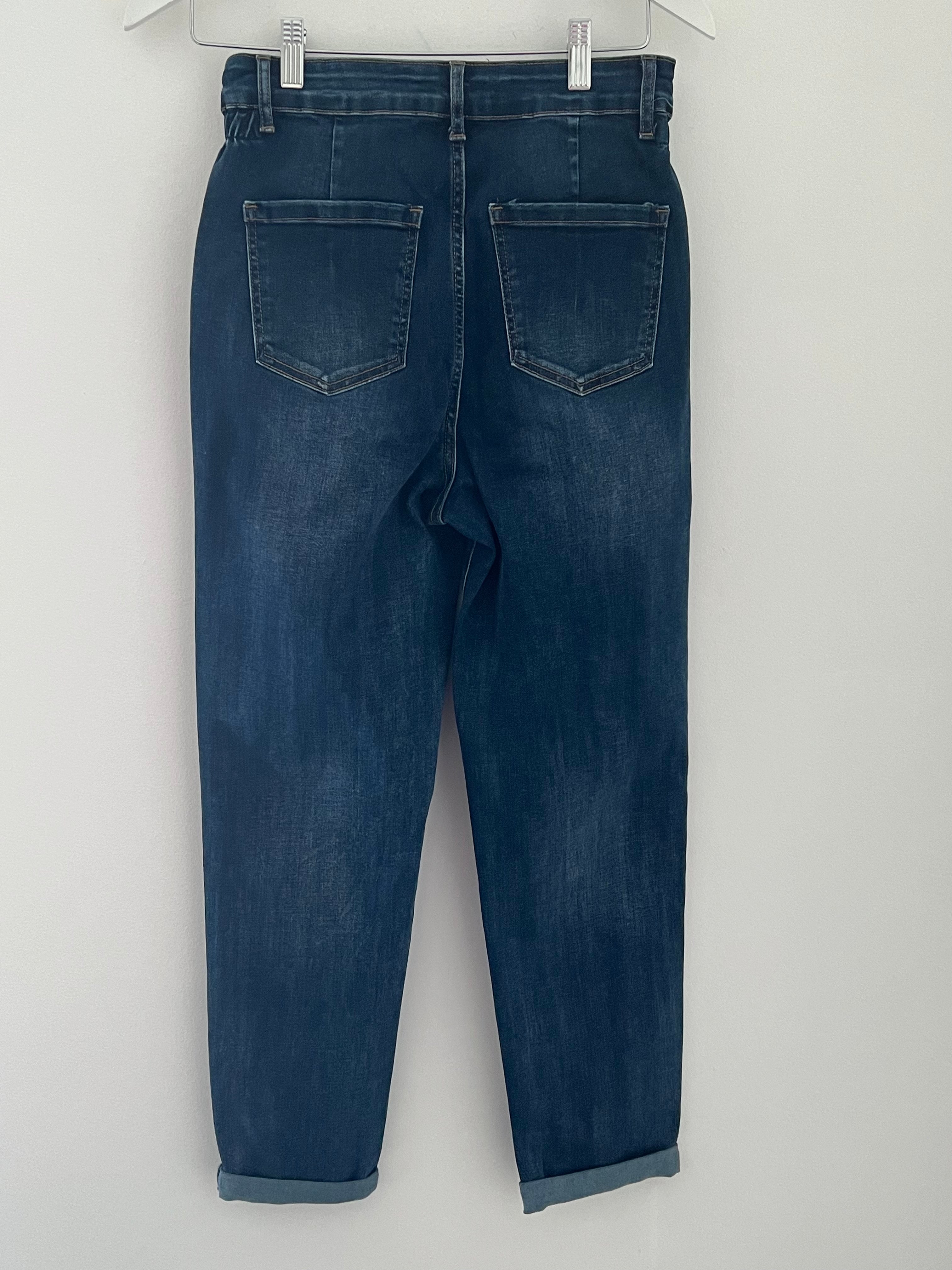 Slimfit Stretch Two Button Jeans in Blue Denim