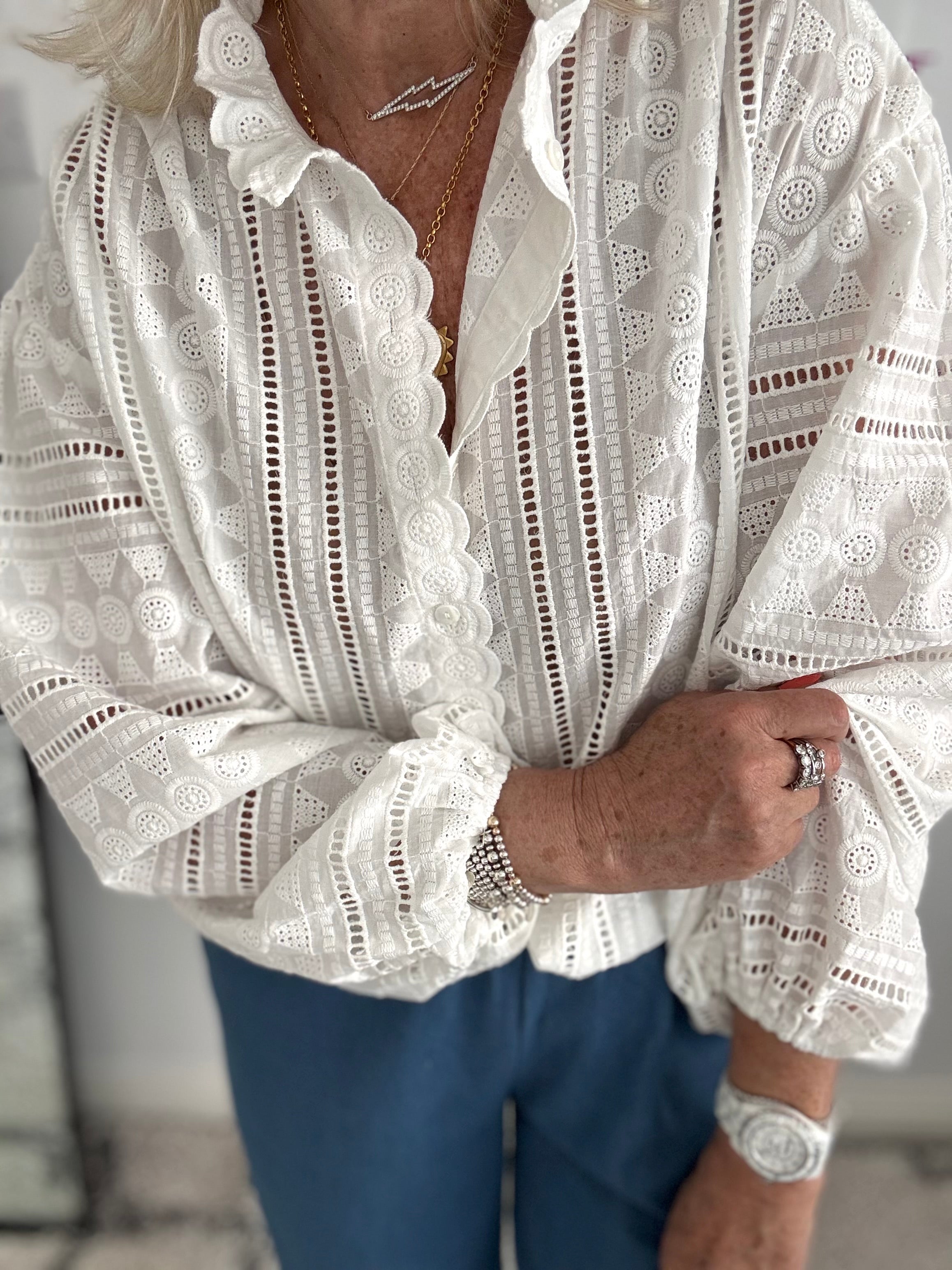 Broderie Anglaise Shirt in White