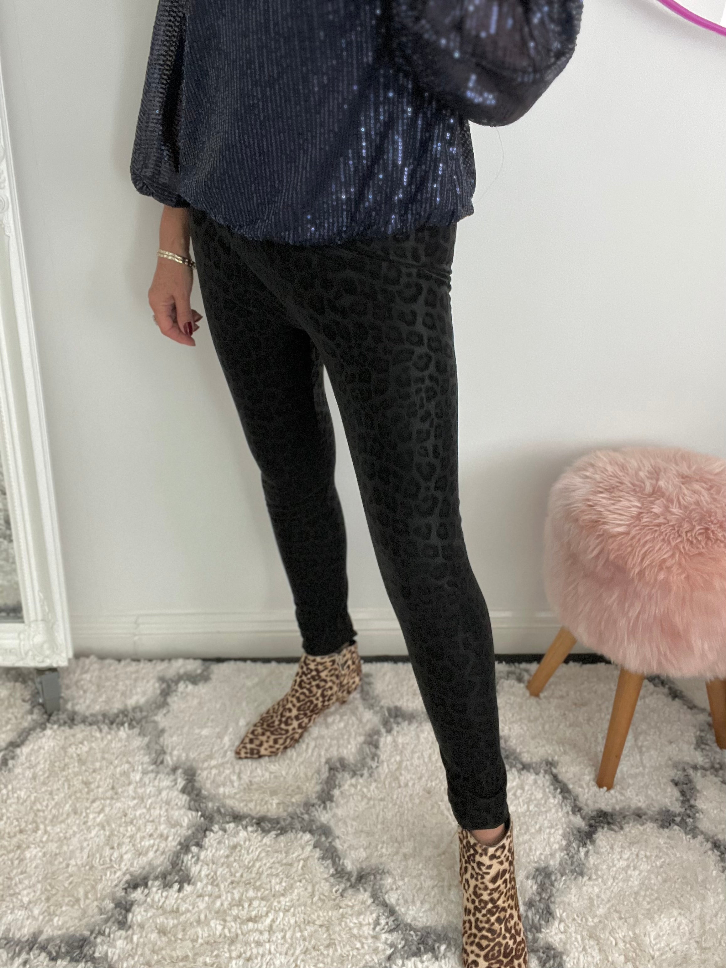 Faux Leather Leopard Print Leggings