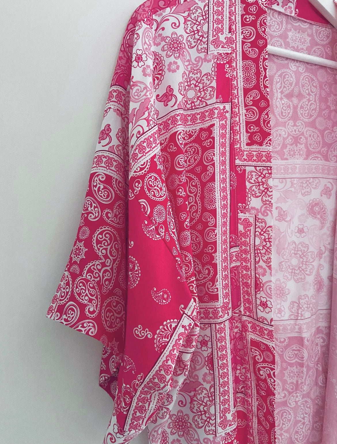 Paisley Kimono in Raspberry & White
