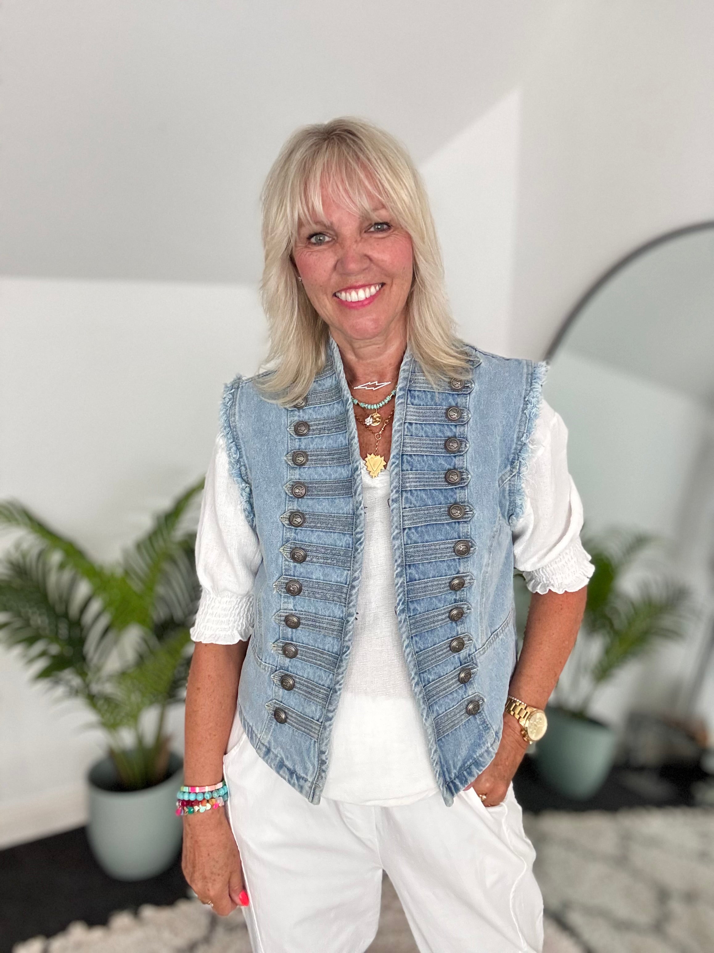 Military Gilet in Denim