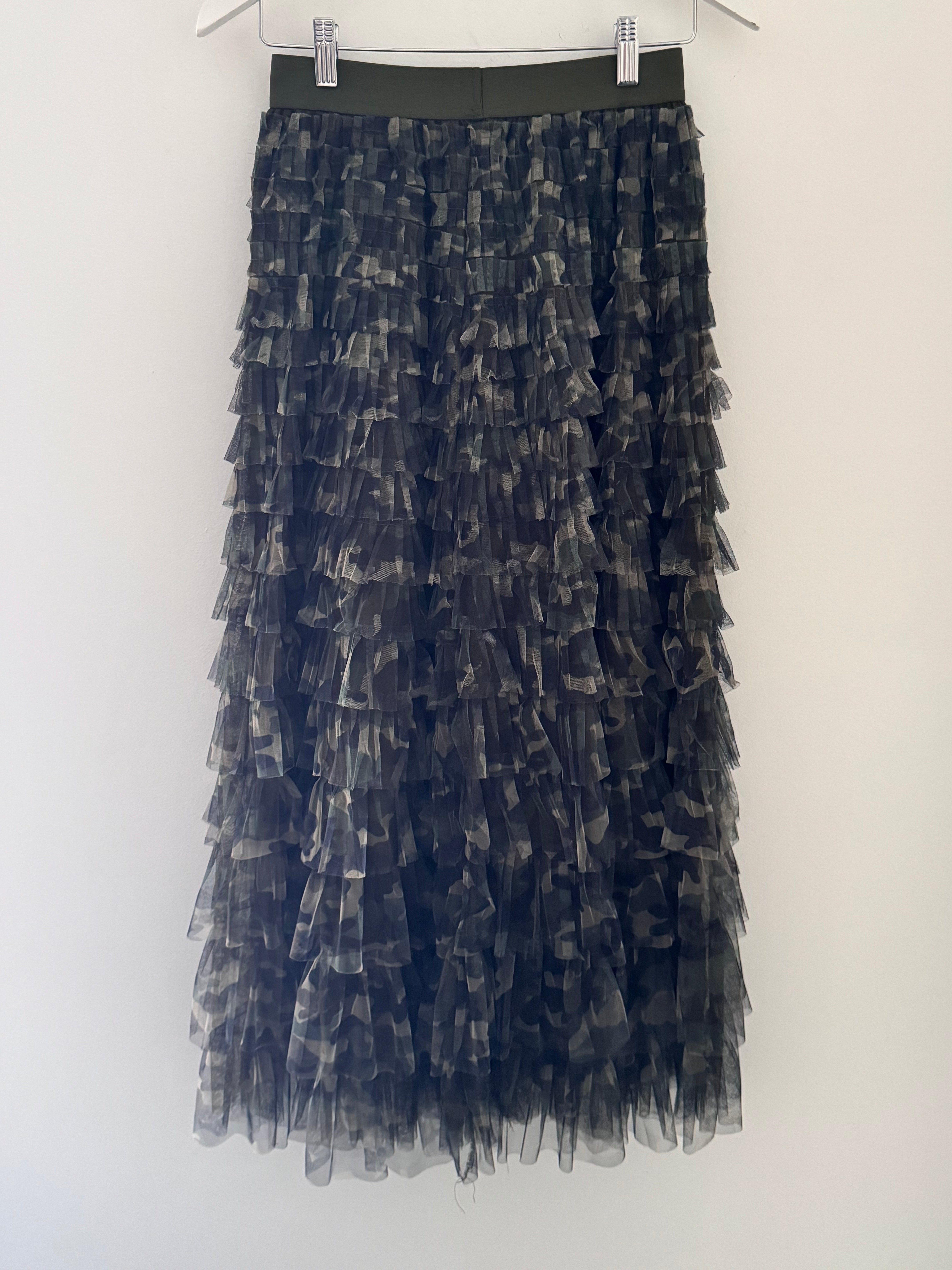 Camo Tulle Midi Skirt