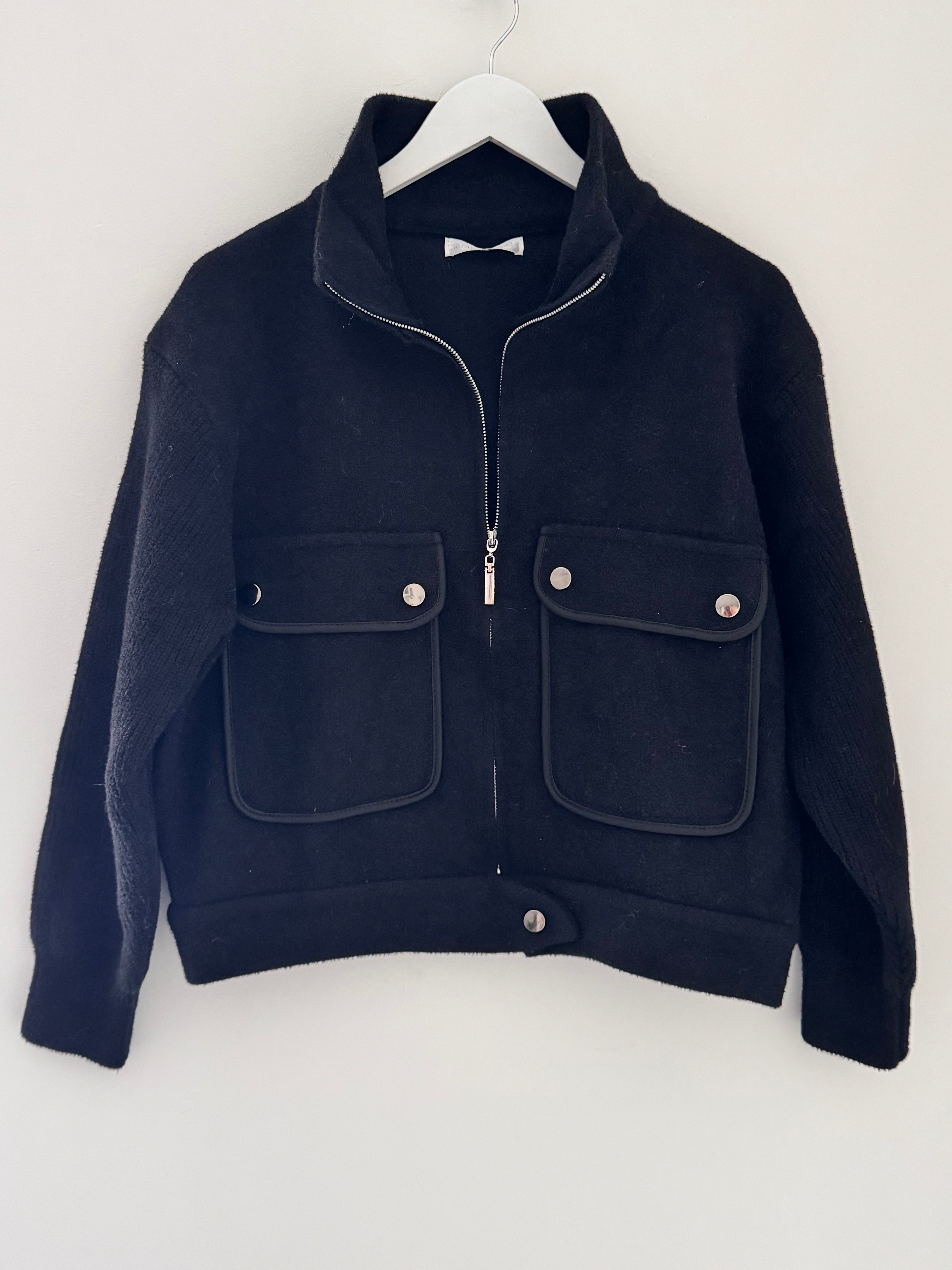 Zip Front Jacket in Black