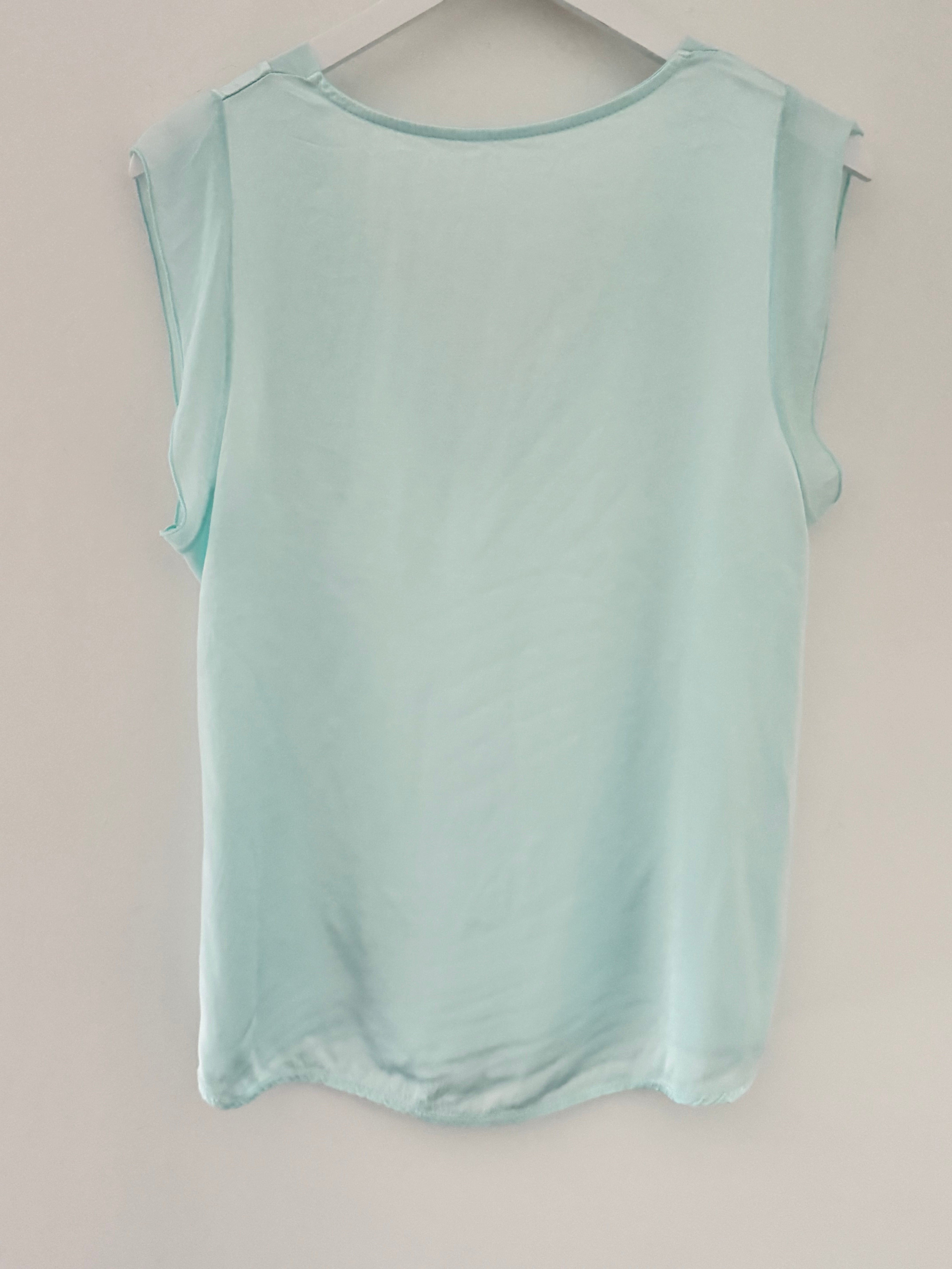 Silky V Neck Tank in Aqua