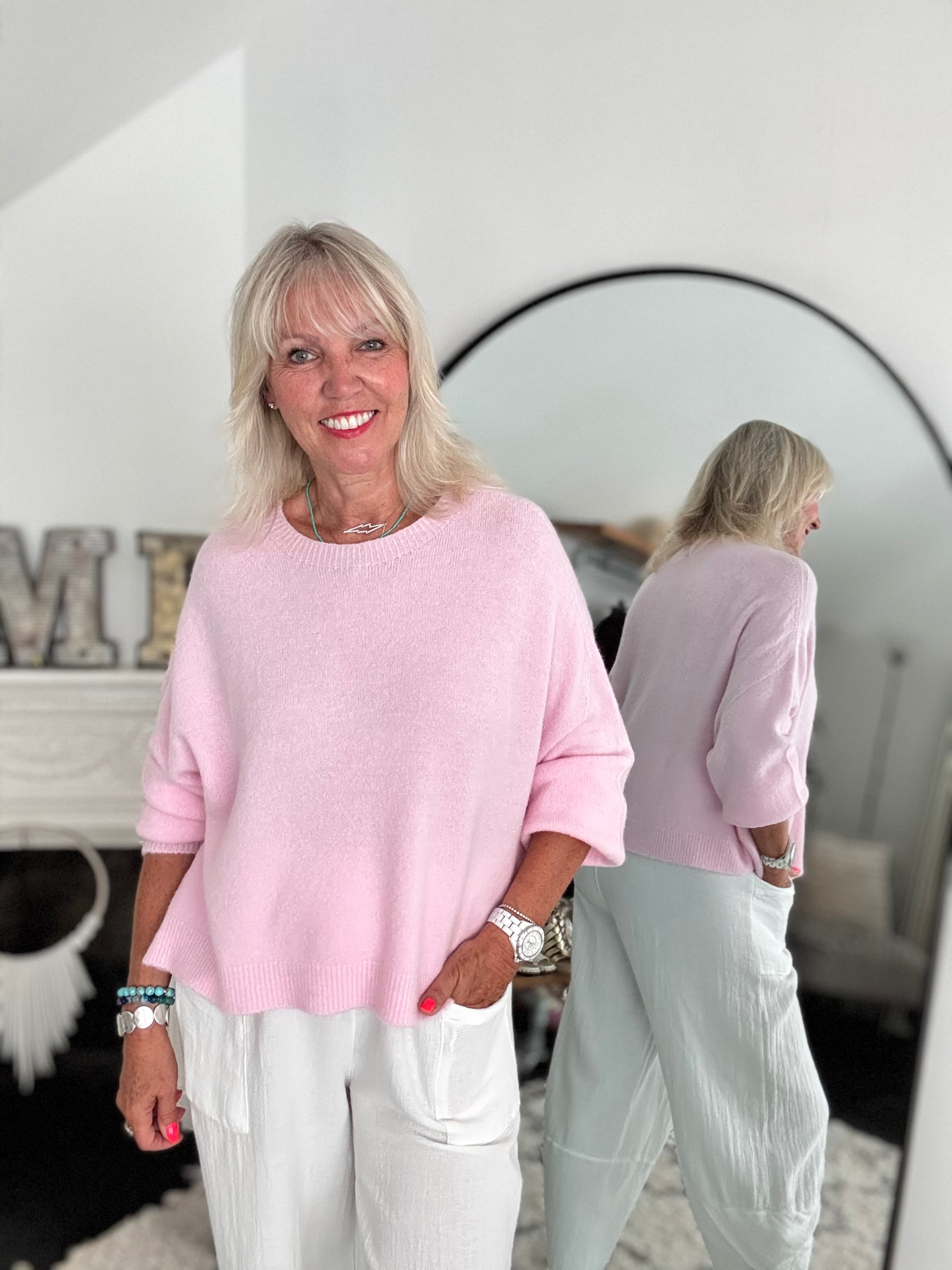 Luxe Slouchy Alpaca Jumper in Baby Pink