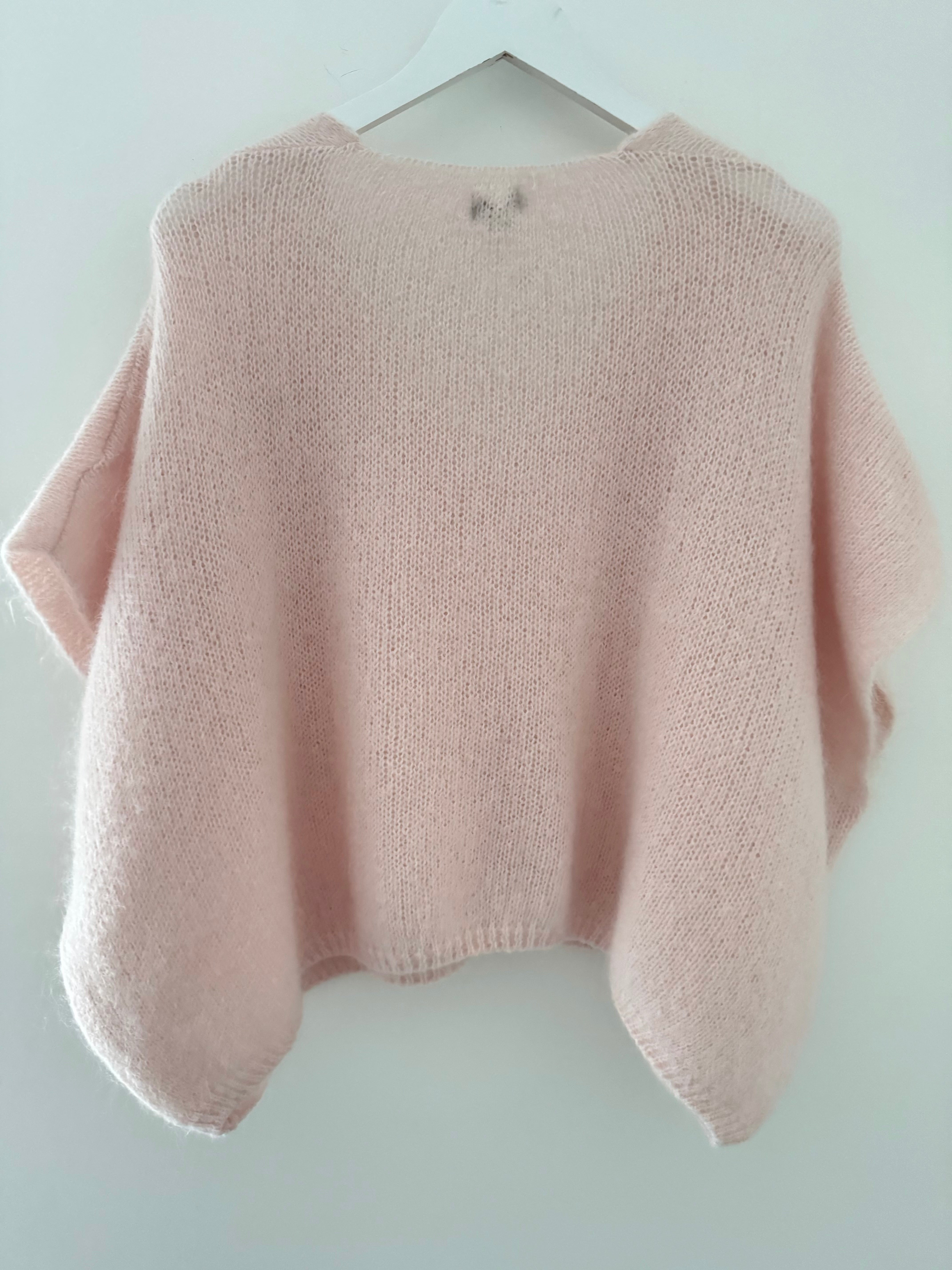 Mohair V Neck Tank in Shell Pink