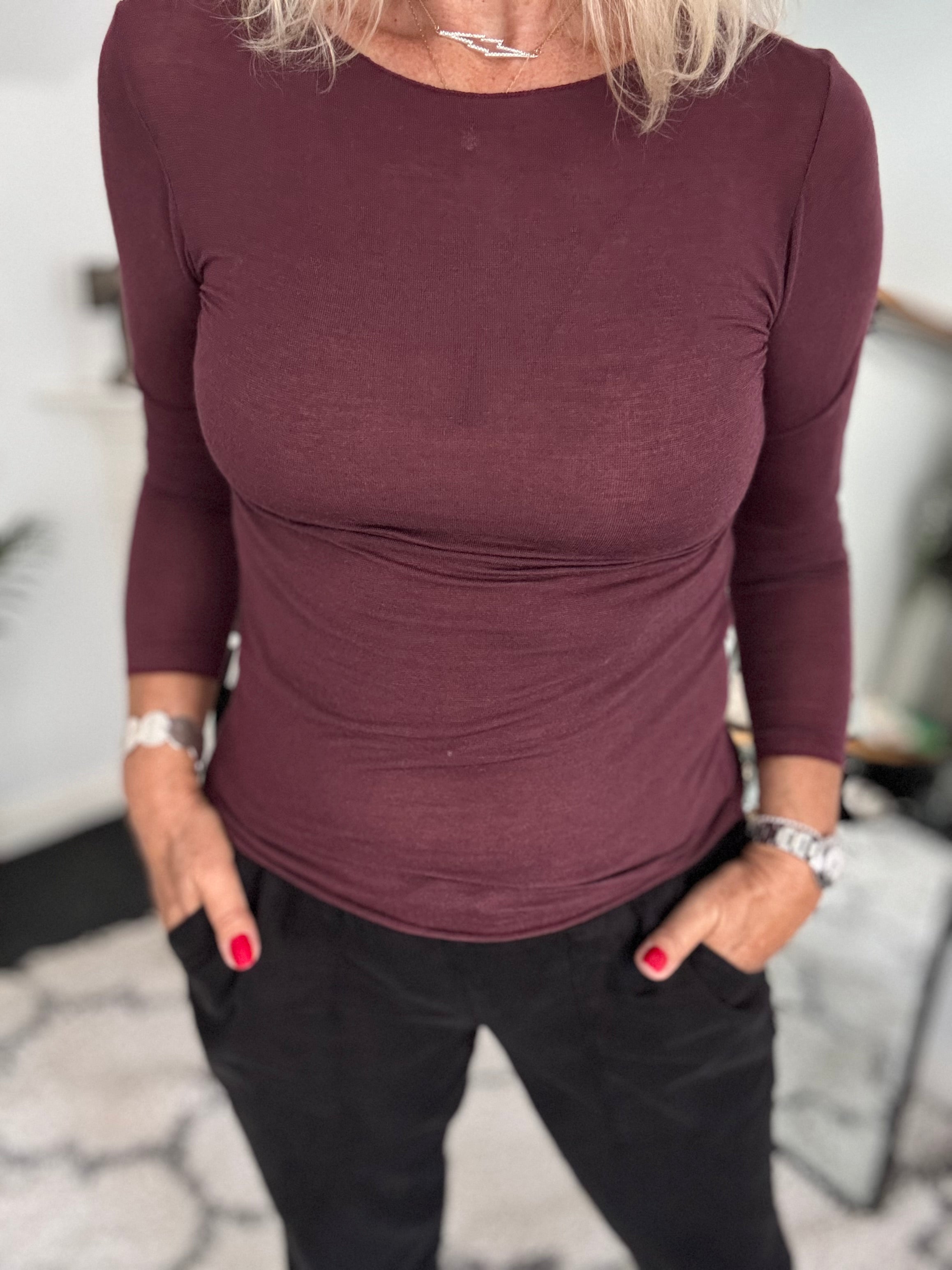 Ultrasoft Cashmere Blend Base Layer in Plum
