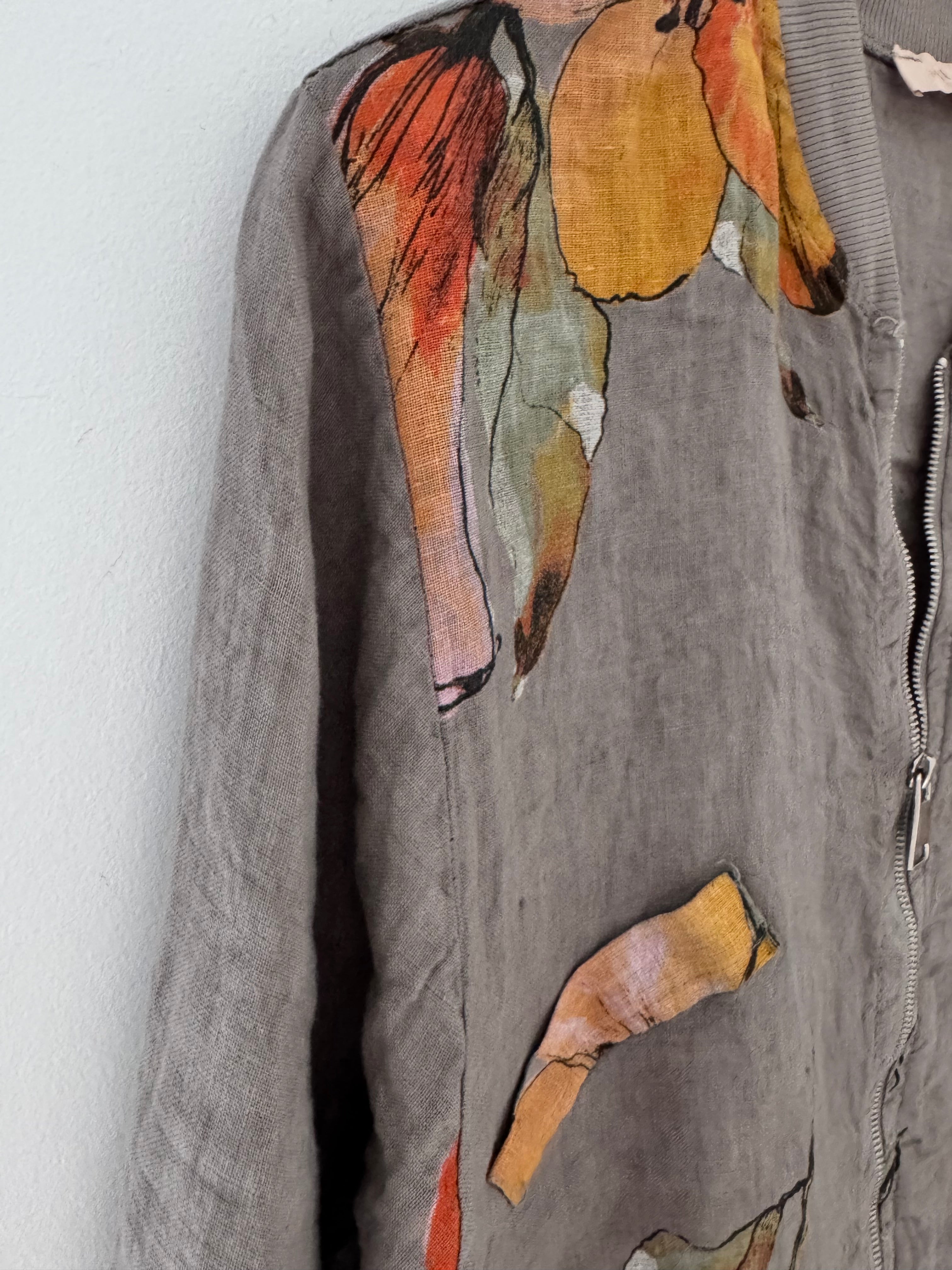 Linen Bomber Jacket in Dark Mocha