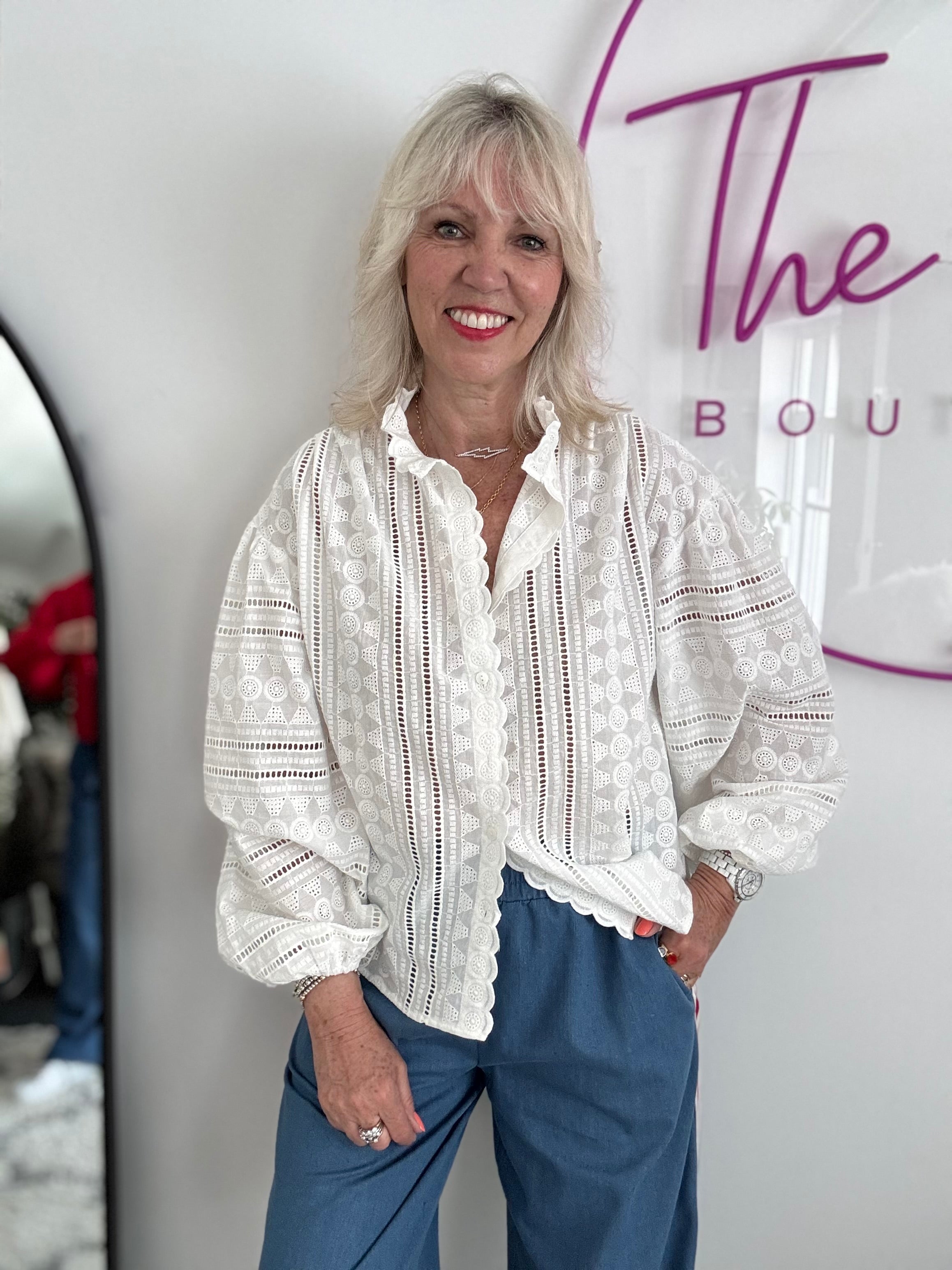 Broderie Anglaise Shirt in White