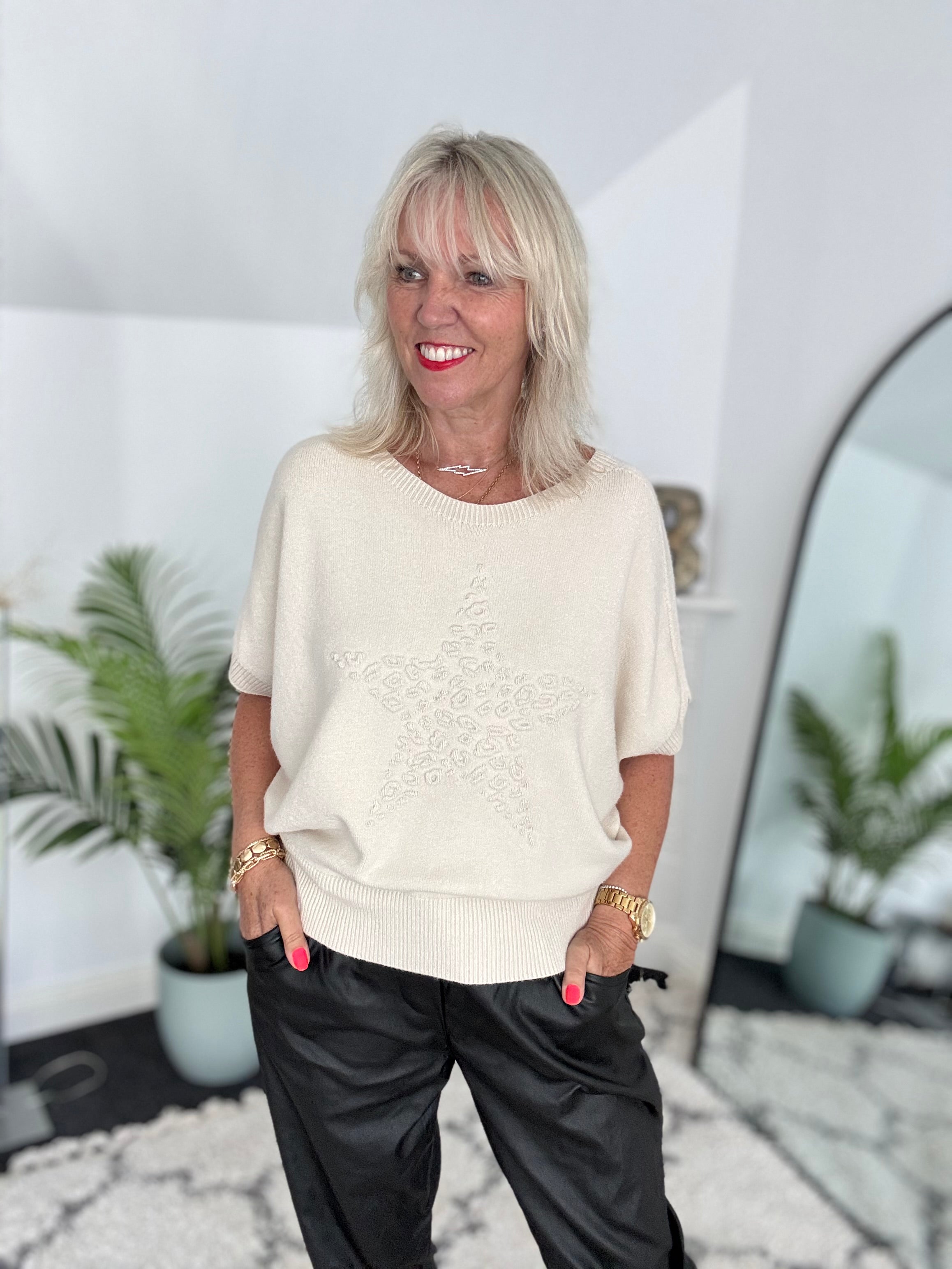 Soft Star Jumper in Light Ecru