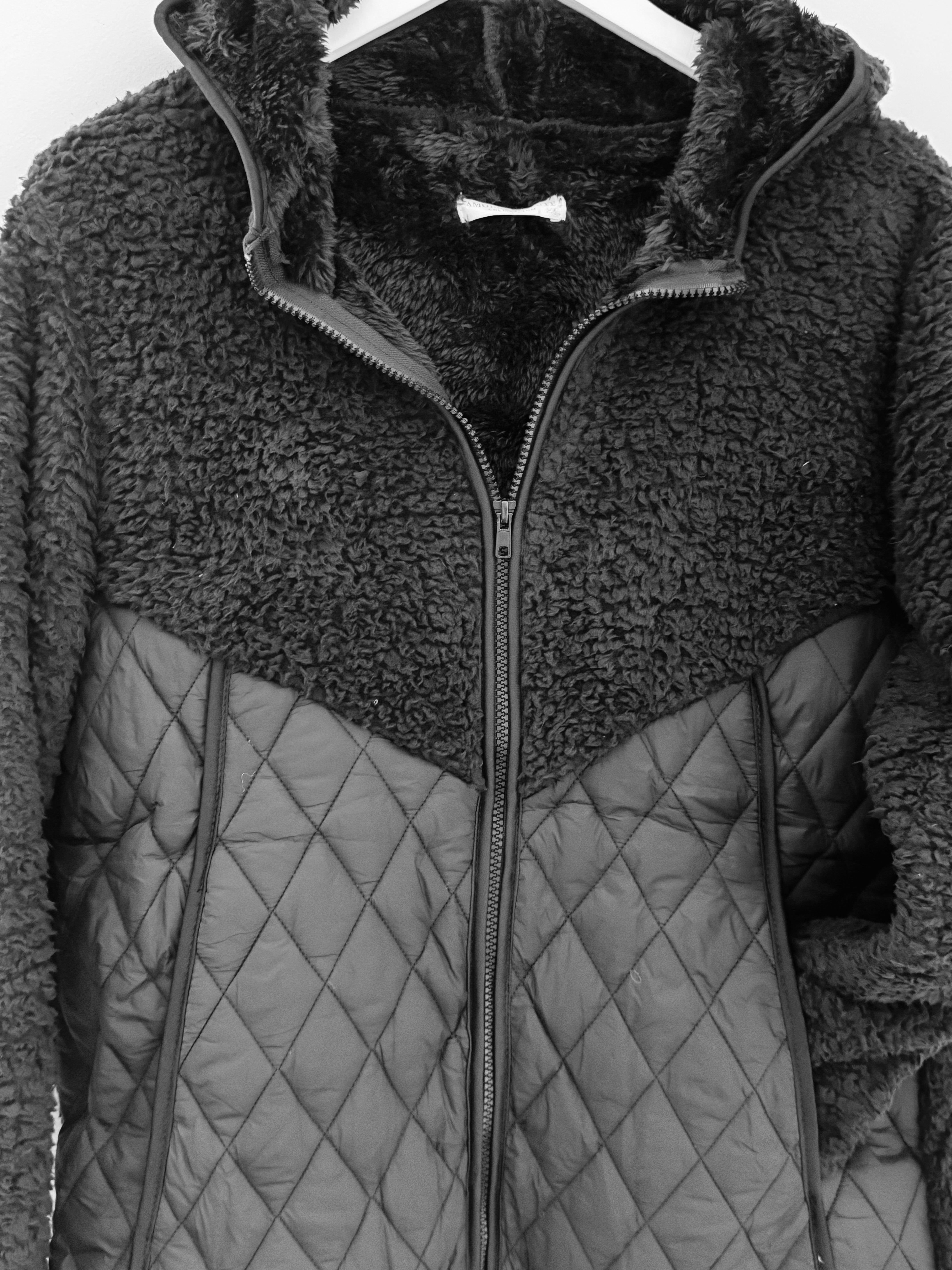 Quilted Zip Fleece in Black