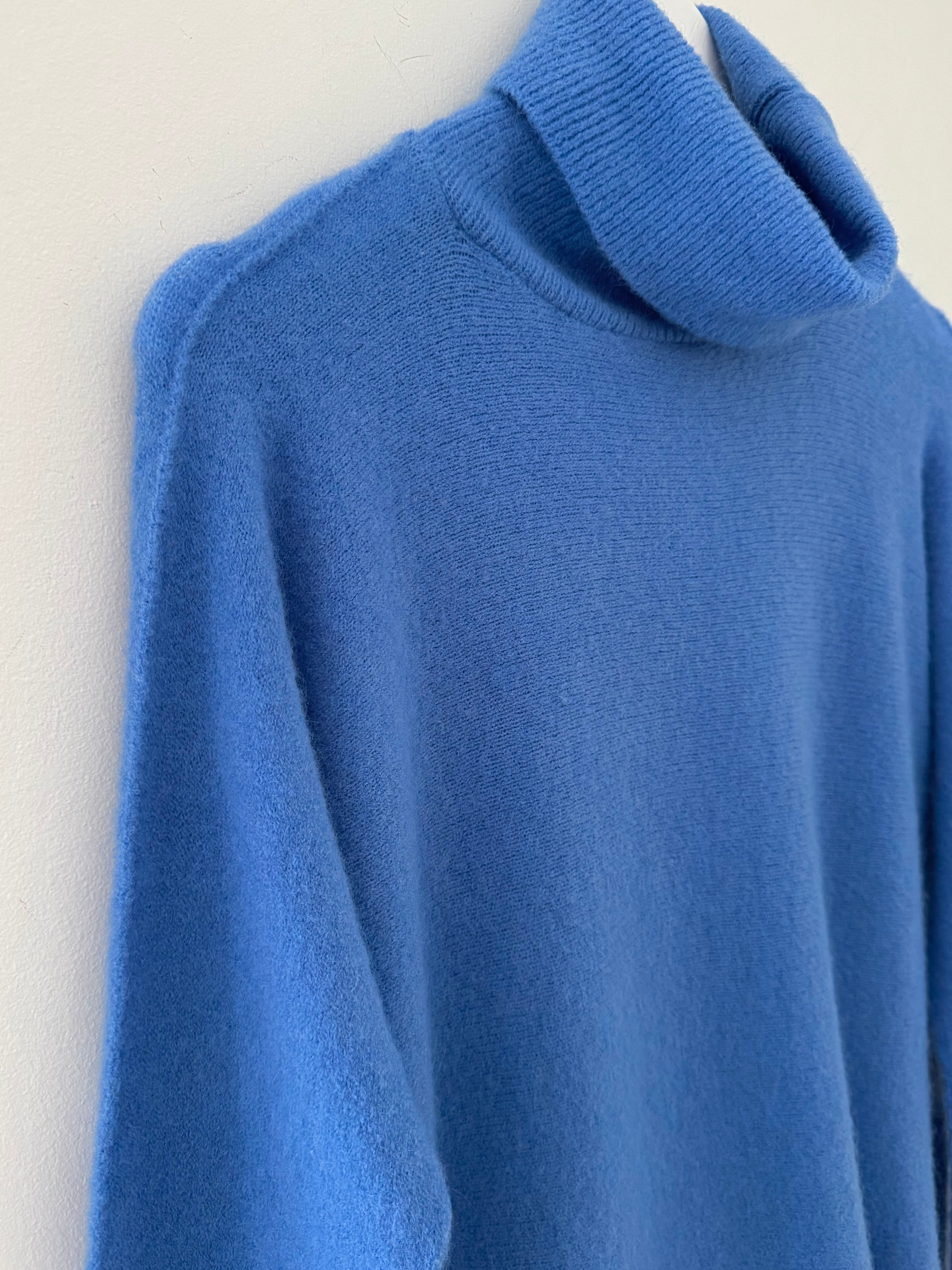 Simple Roll Neck Jumper in Cornflower