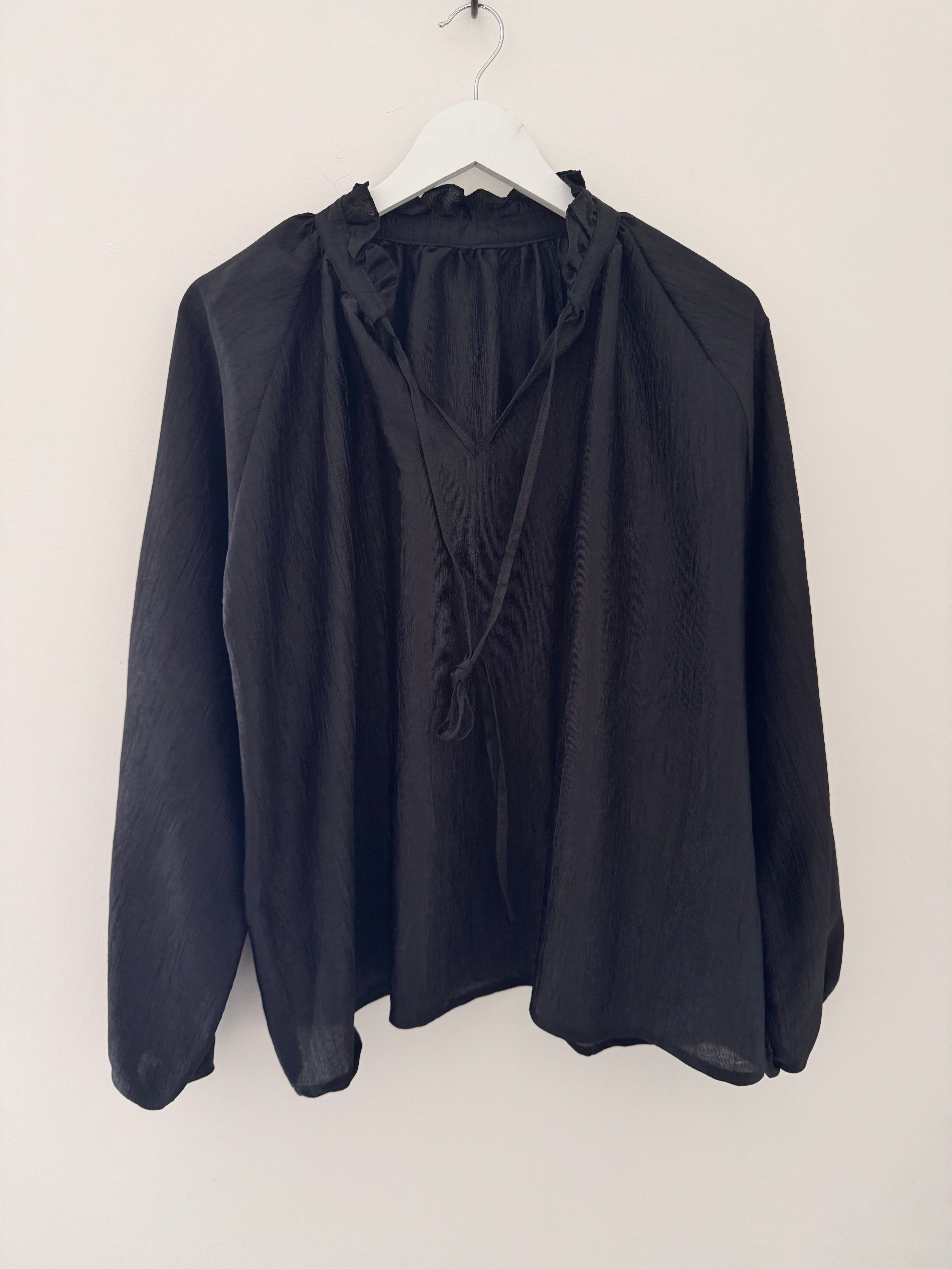 Silky Shimmer Blouse in Black