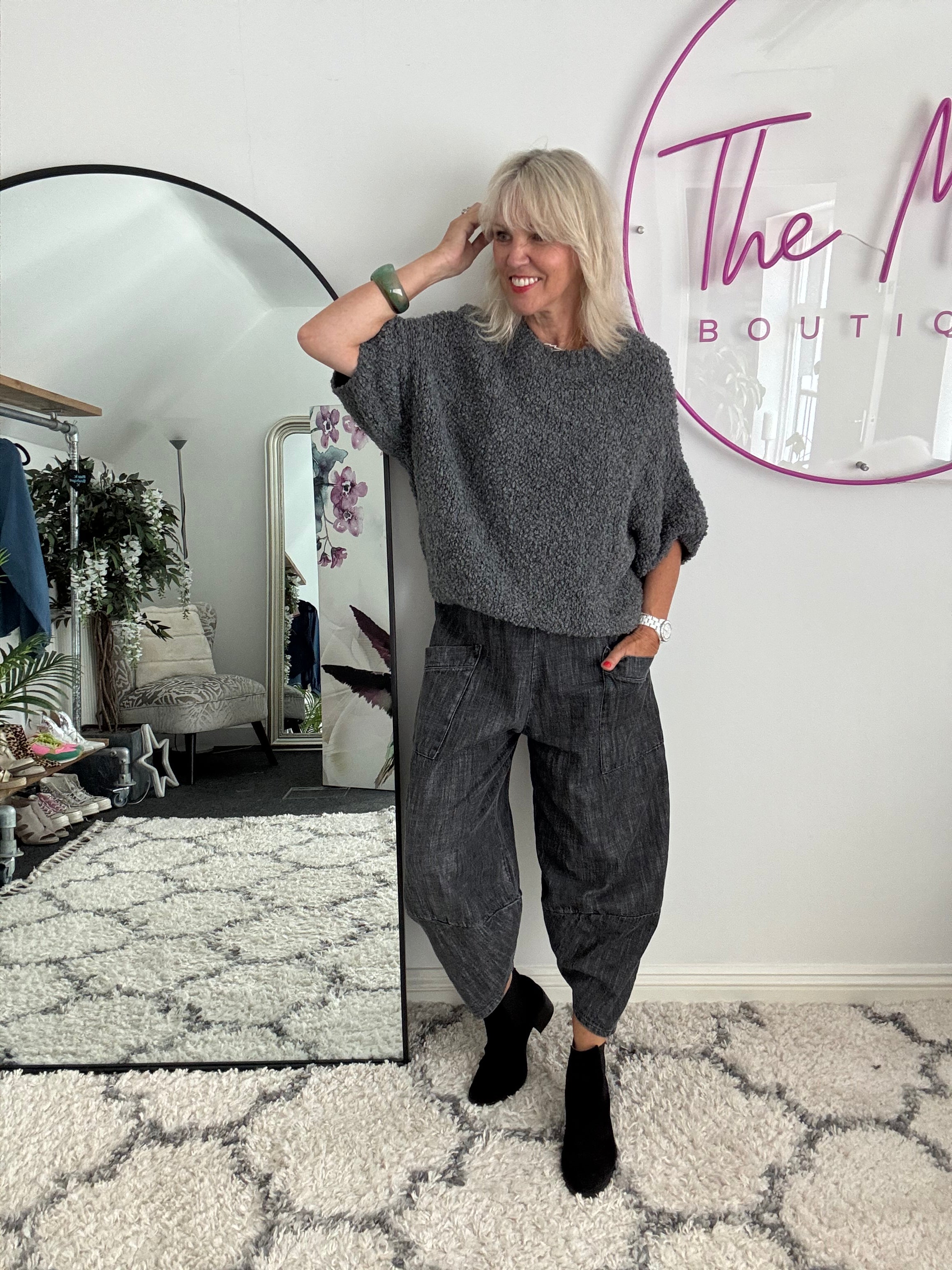 Boucle Jumper in Charcoal Grey