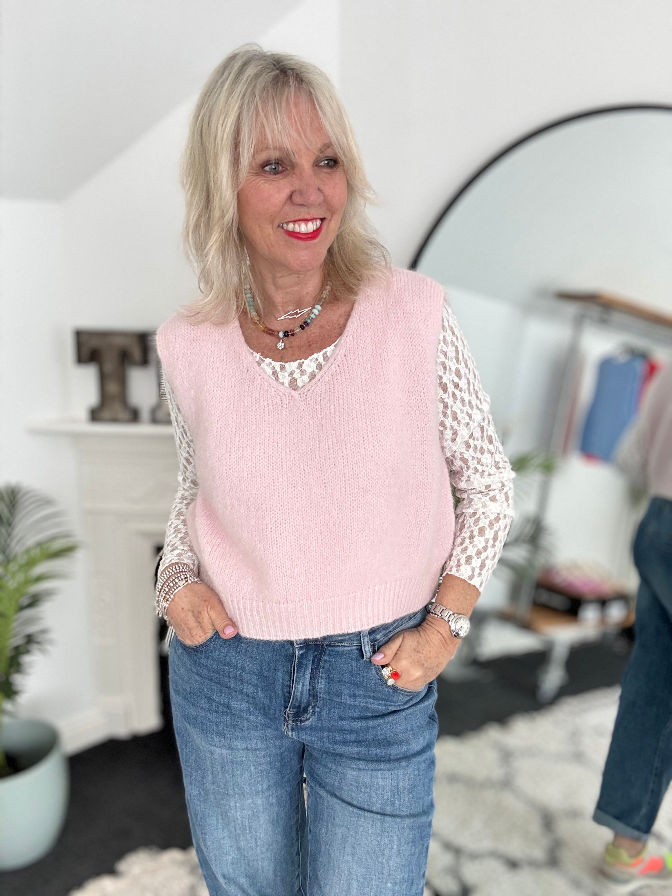 Kid Mohair Tank in Baby Pink