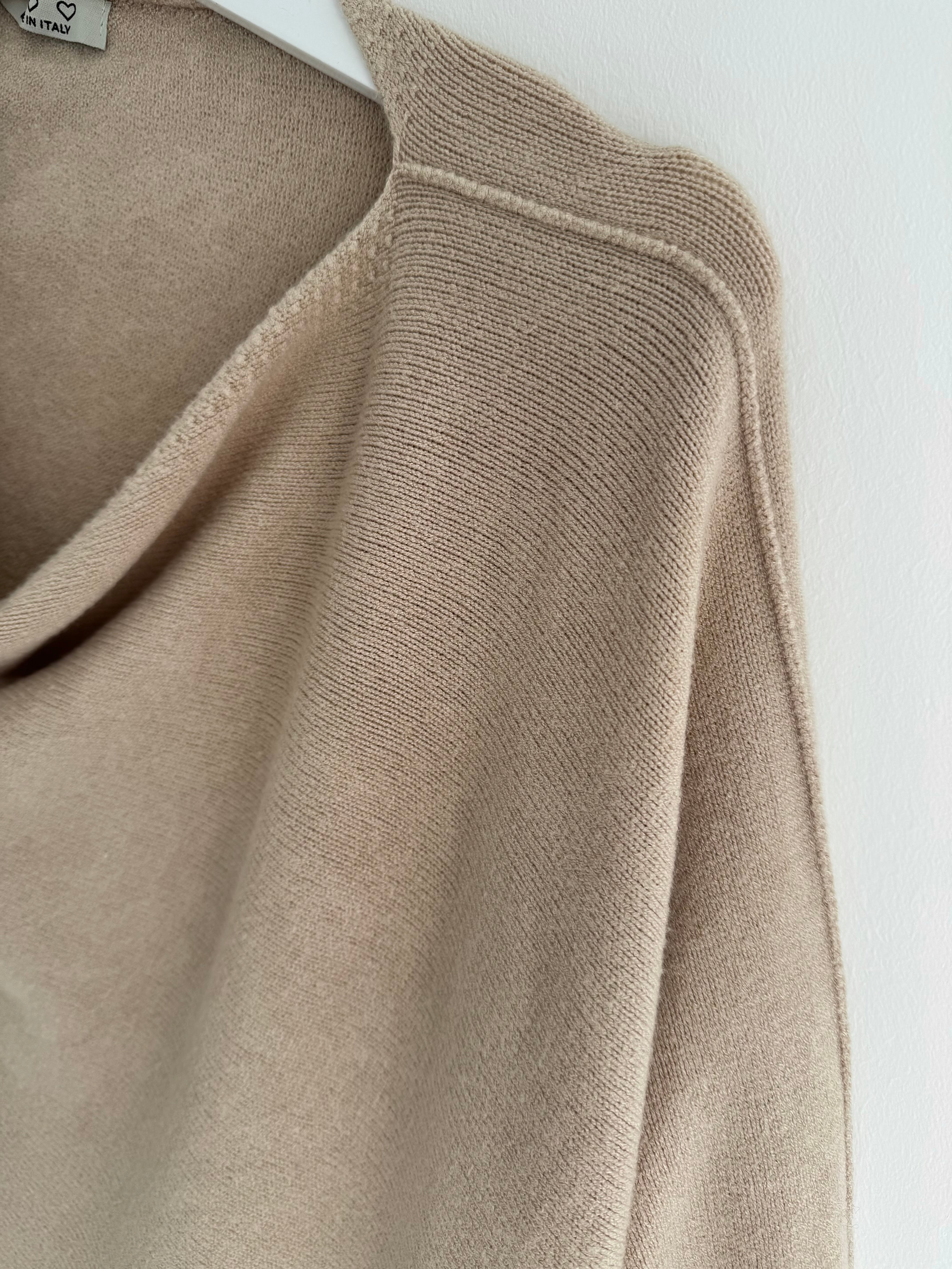 Cowl Neck Asymmetric Jumper in Stone