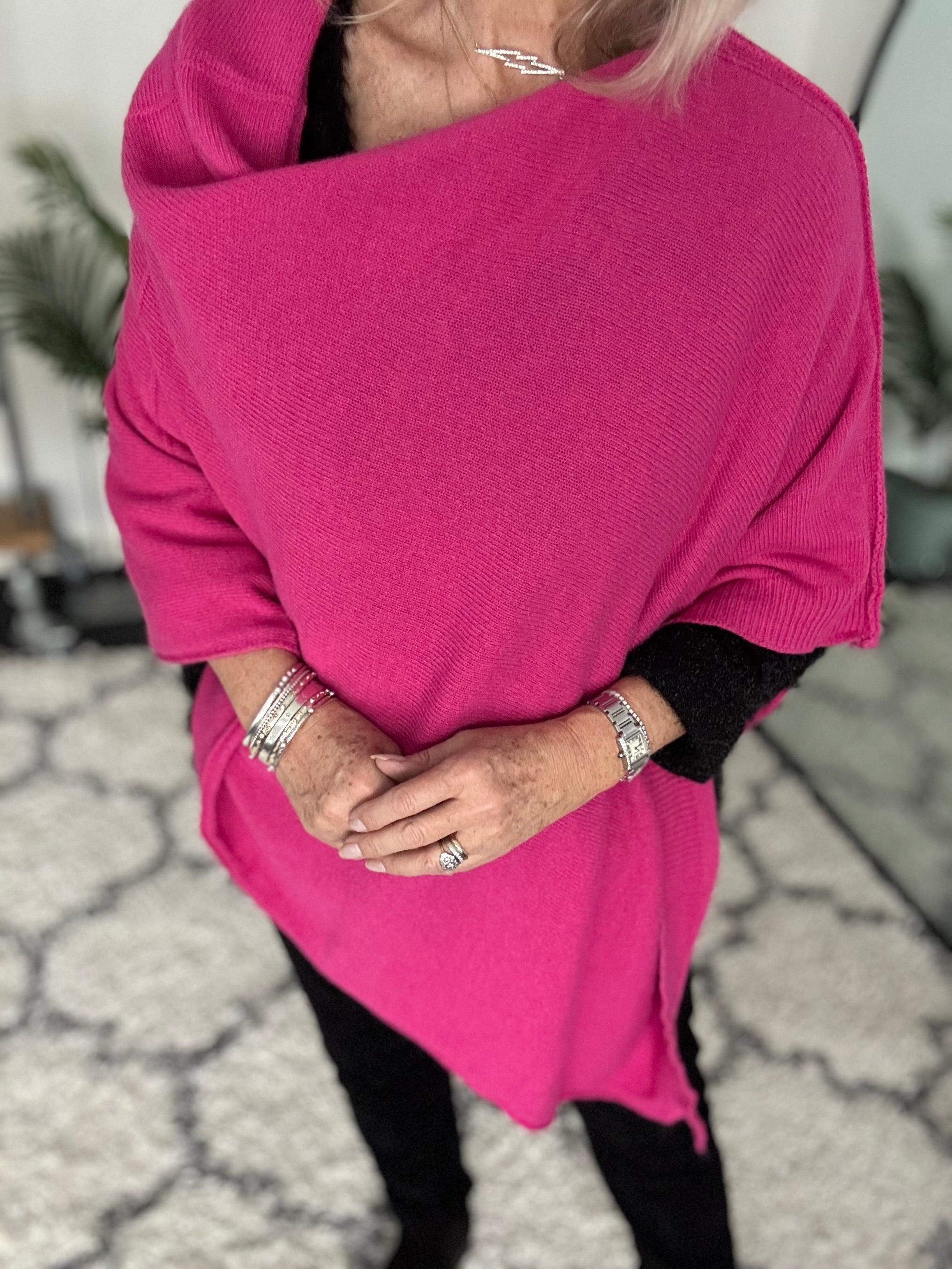 Cashmere Poncho in Fuchsia