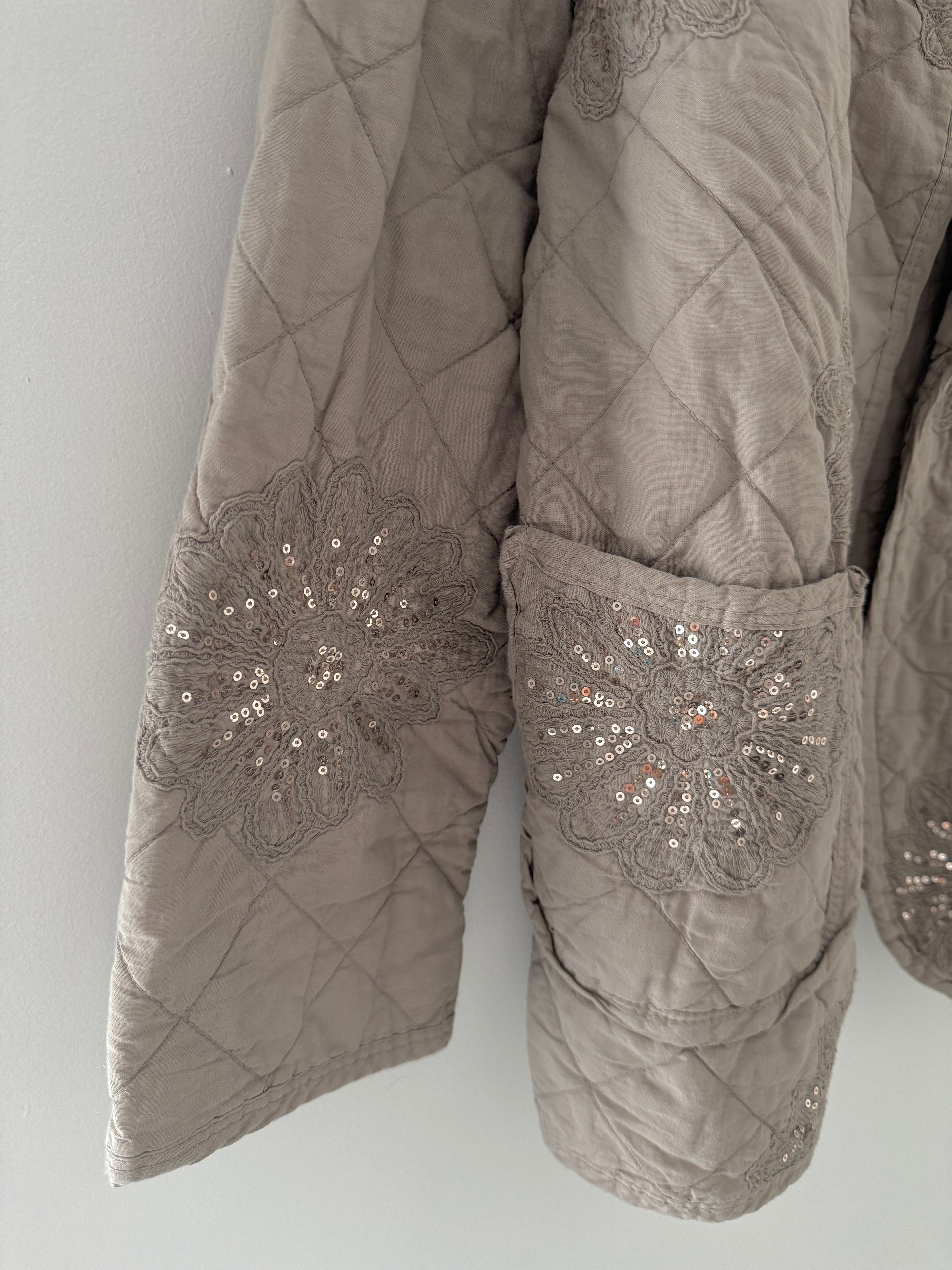 Quilted Jacket with Sequins in Mocha