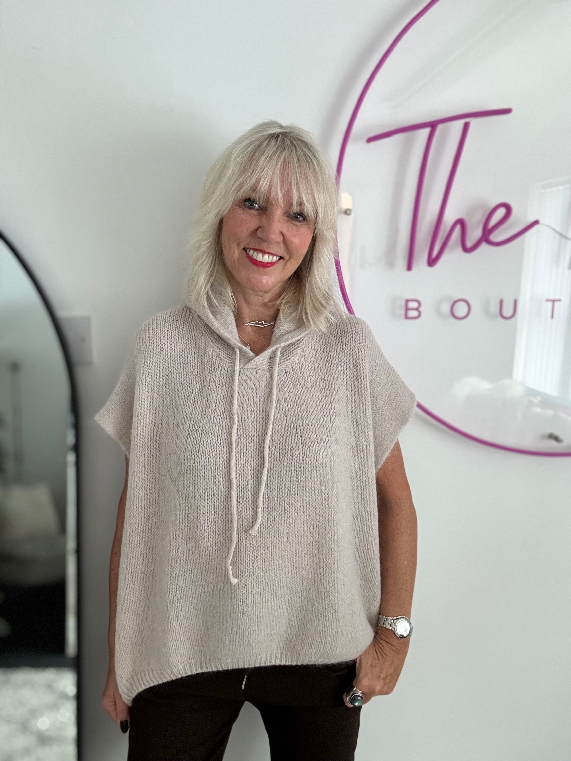 Mohair Hooded Tank in Latte