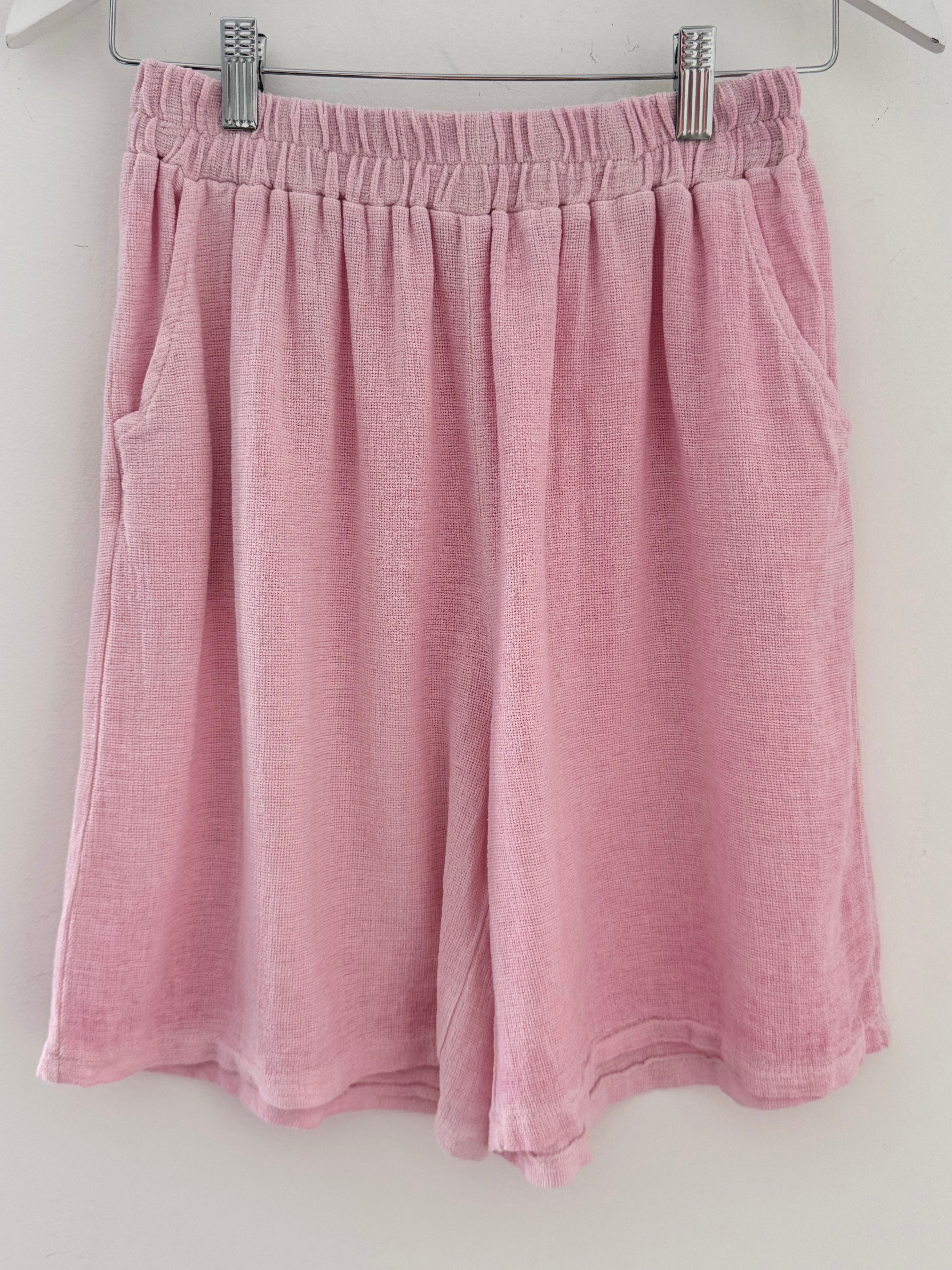 Linen & Cotton Shorts in Baby Pink