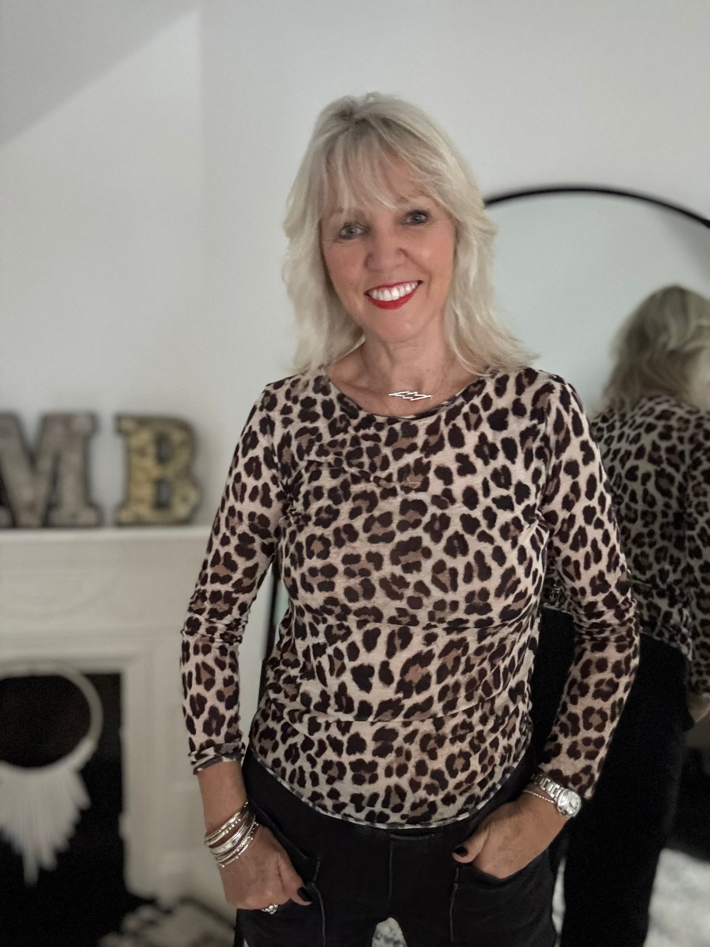 Ultrasoft Cashmere Blend Base Layer in Leopard