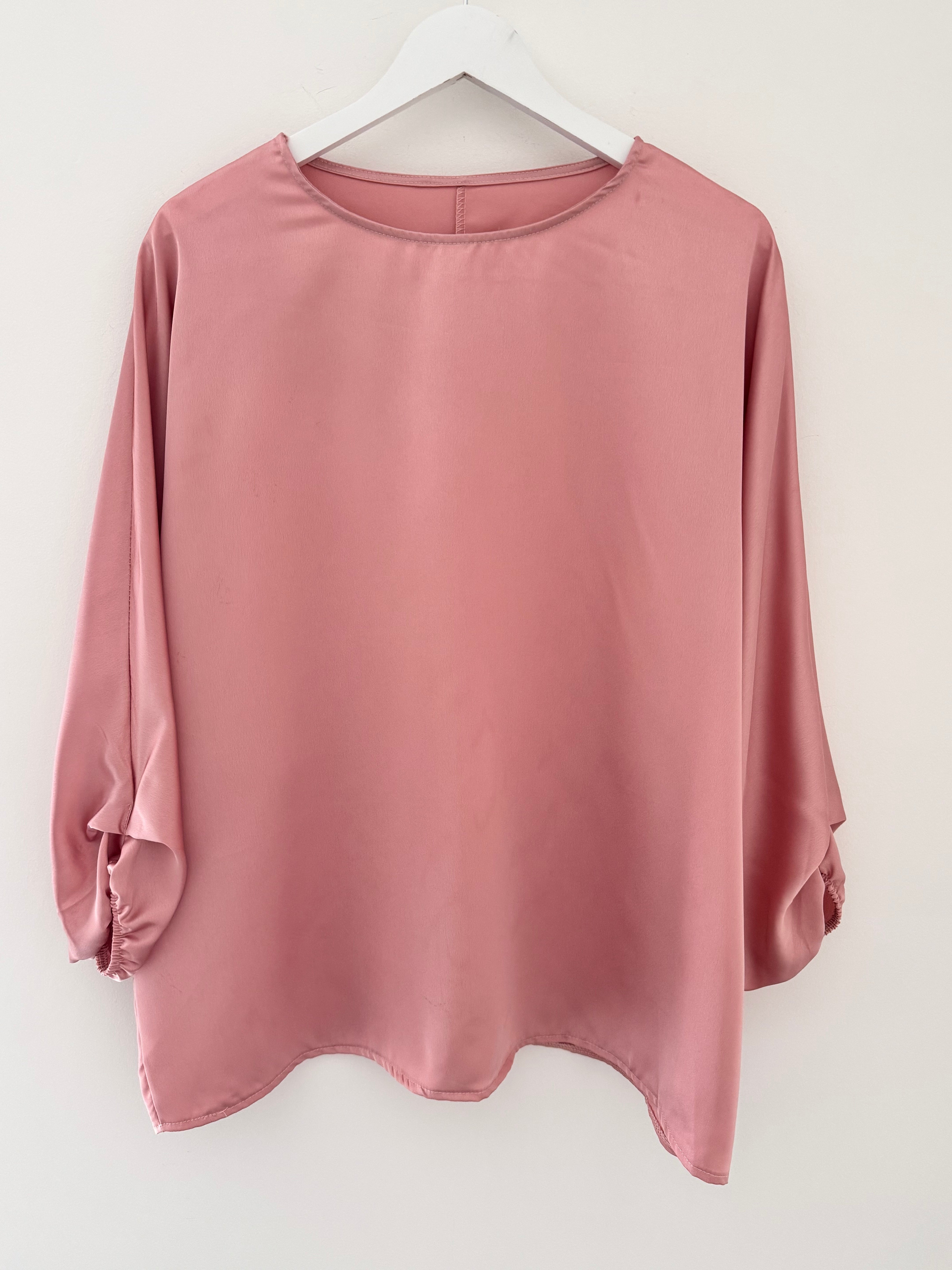 Silky Round Neck Top in Deep Blush