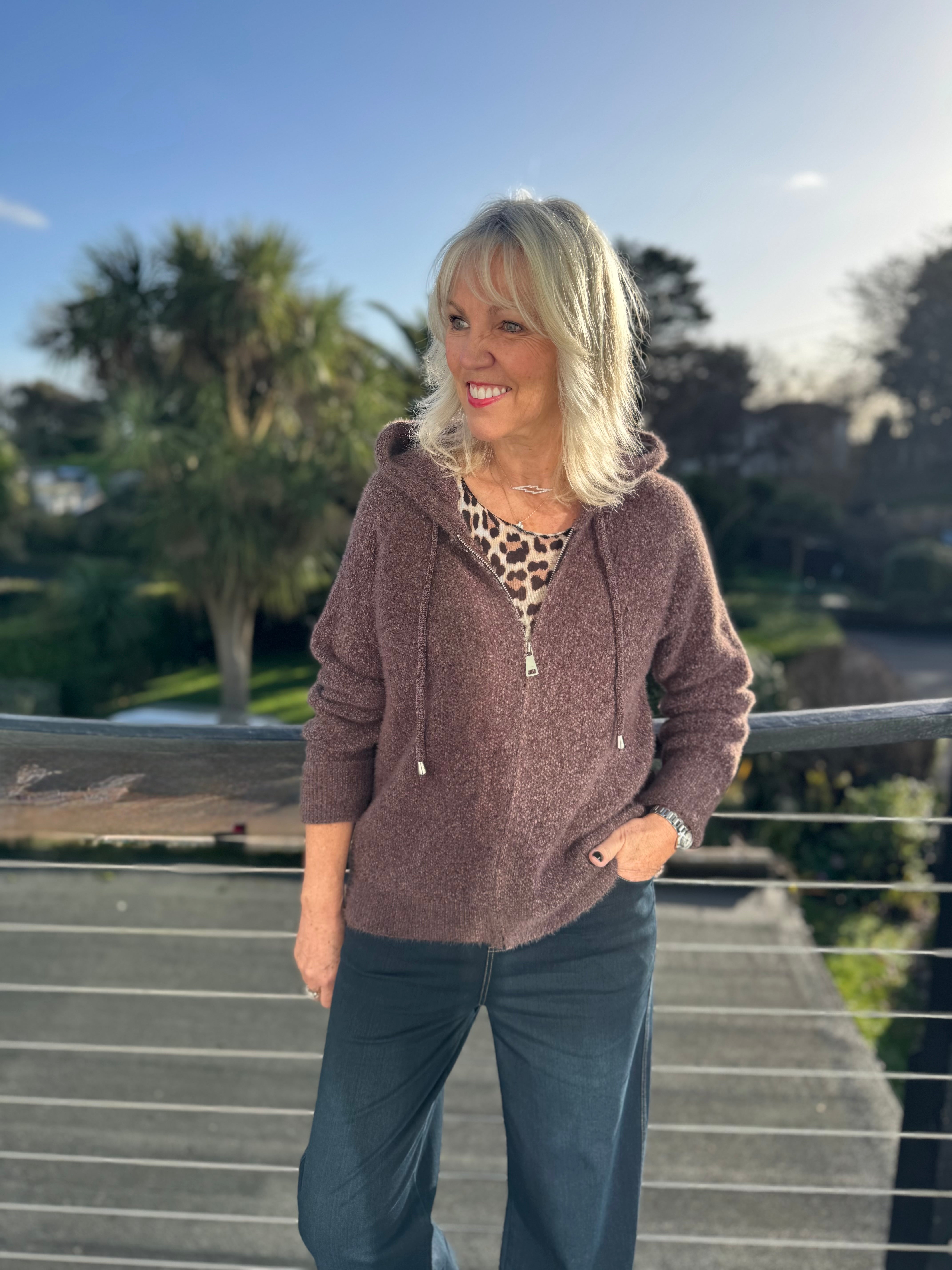 Soft Hooded Knit in Chocolate