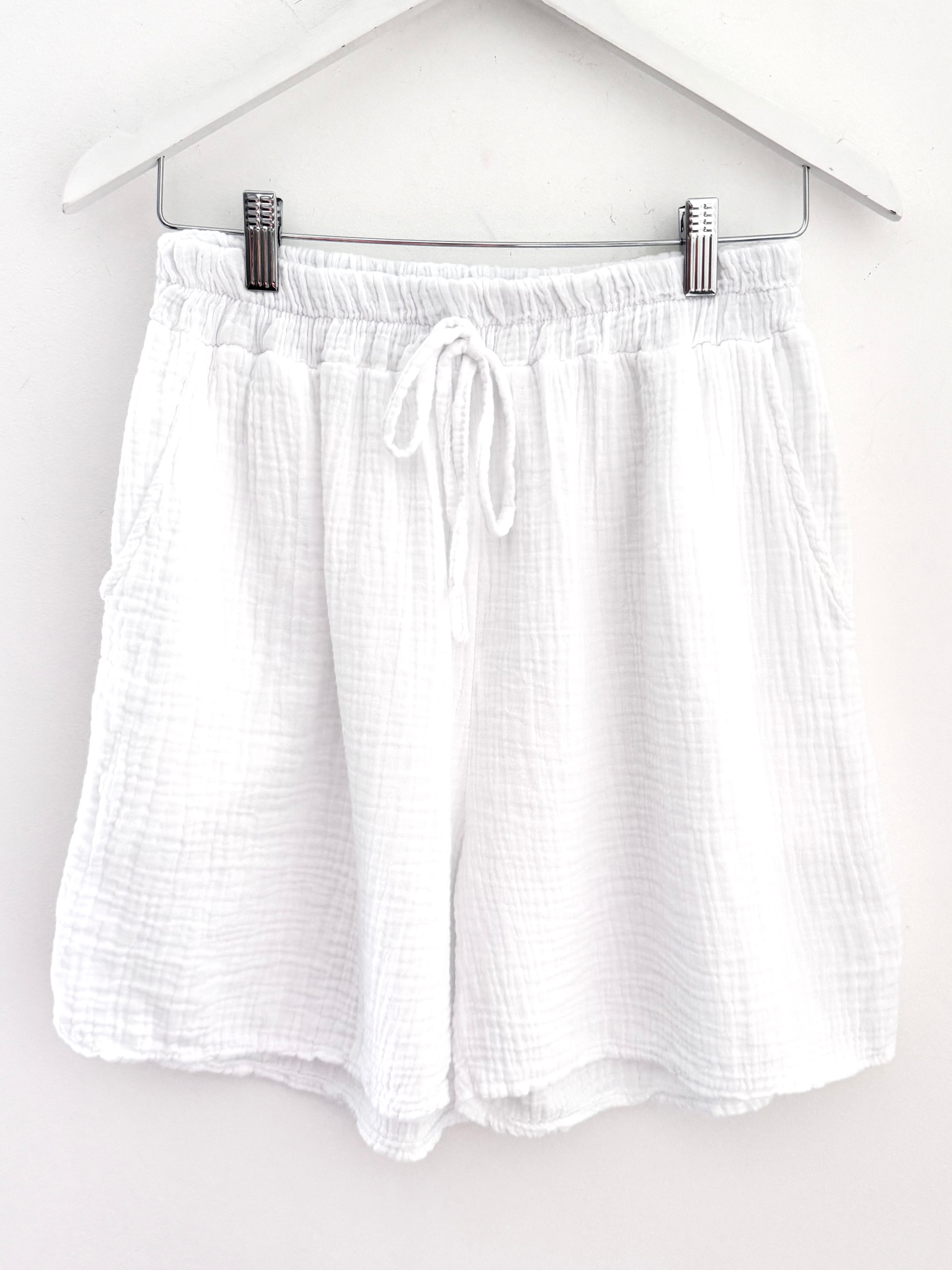 Cheesecloth Shorts in White