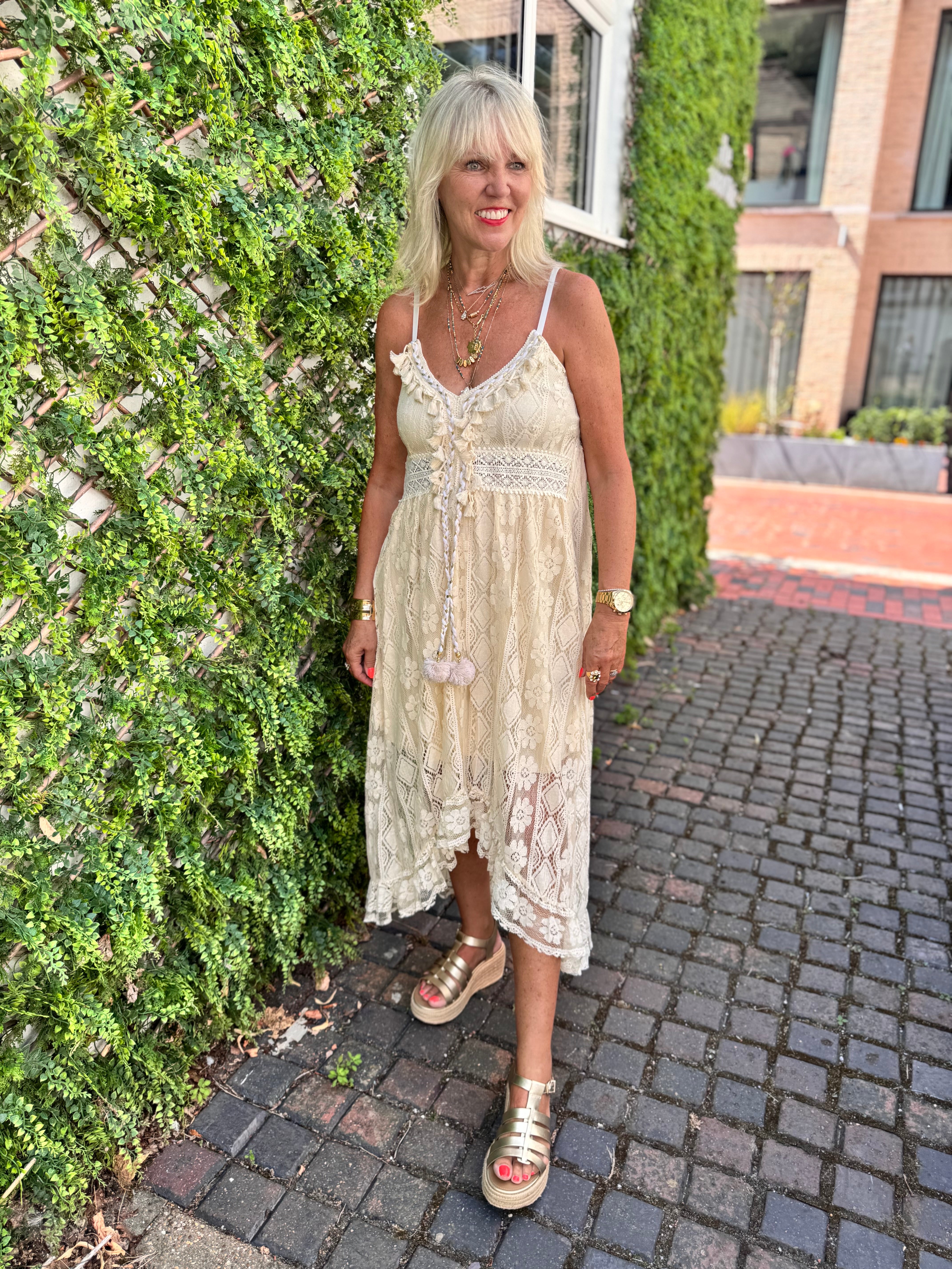 Summer Tassel Dress in Vanilla