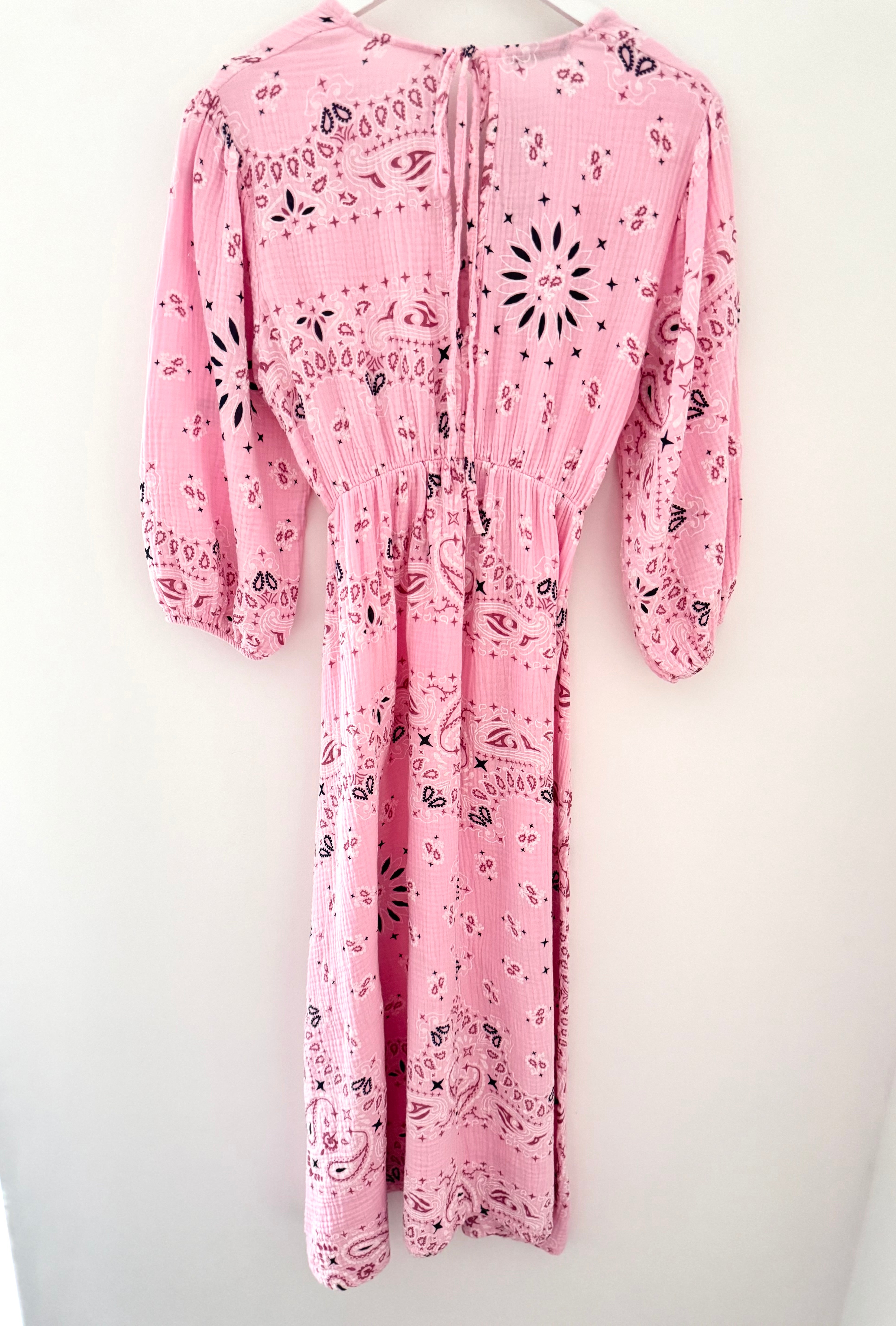 Cheesecloth Midi Dress in Pink Paisley