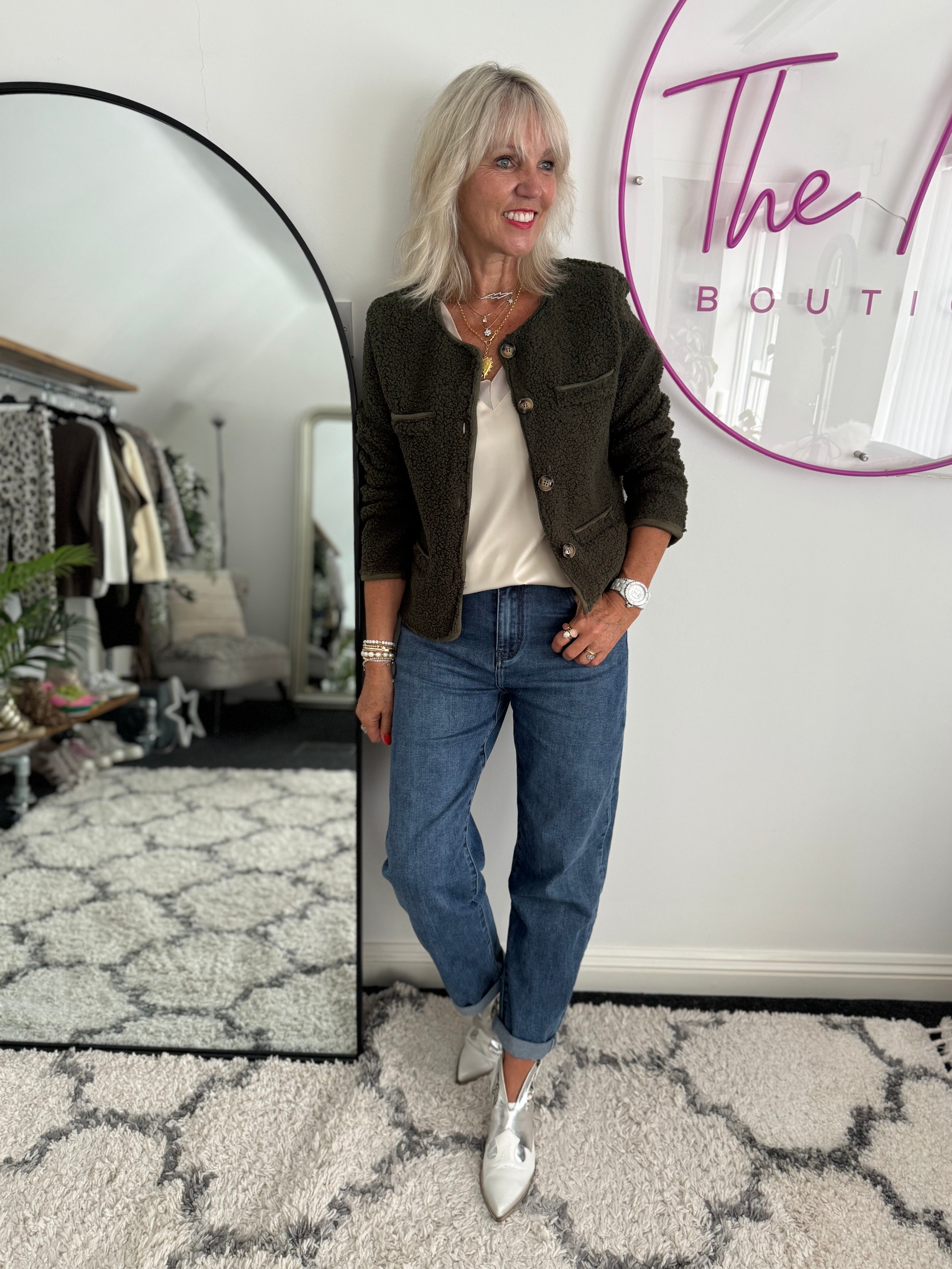 Soft Teddy Jacket in Khaki
