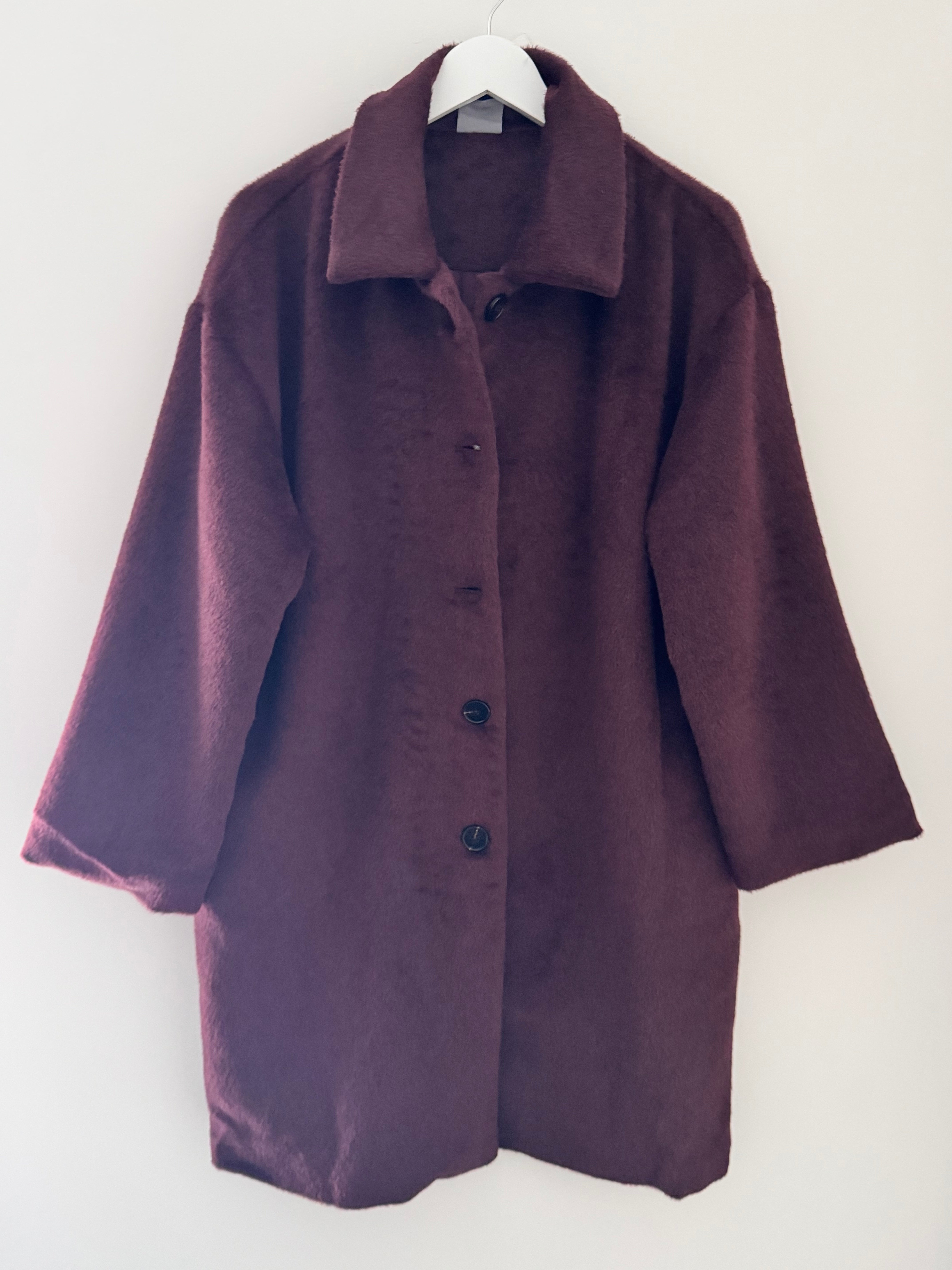Luxe Mohair Coat in Plum